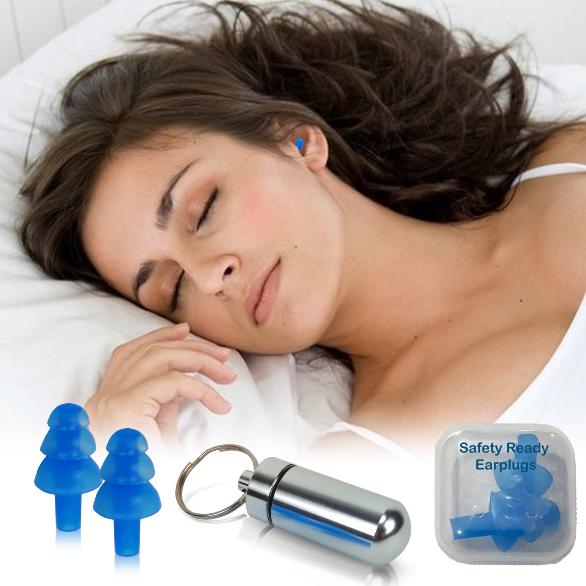 Set of Ear Plugs Reusable Flanged-Shape Used for Noise Reduction and Protecting Hearing and Ears from Loud Sounds from Music, Work, Travel and Assist in Sleeping
