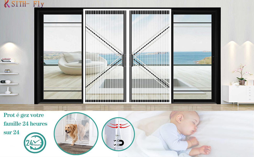 Moustiquaire Fenetre Marron Euhomerce Magnetic Fly Curtain - Moustiquaire Avec Fermeture Magnétique Automatique Et Moustiquaire Porte Fenetre 140x215