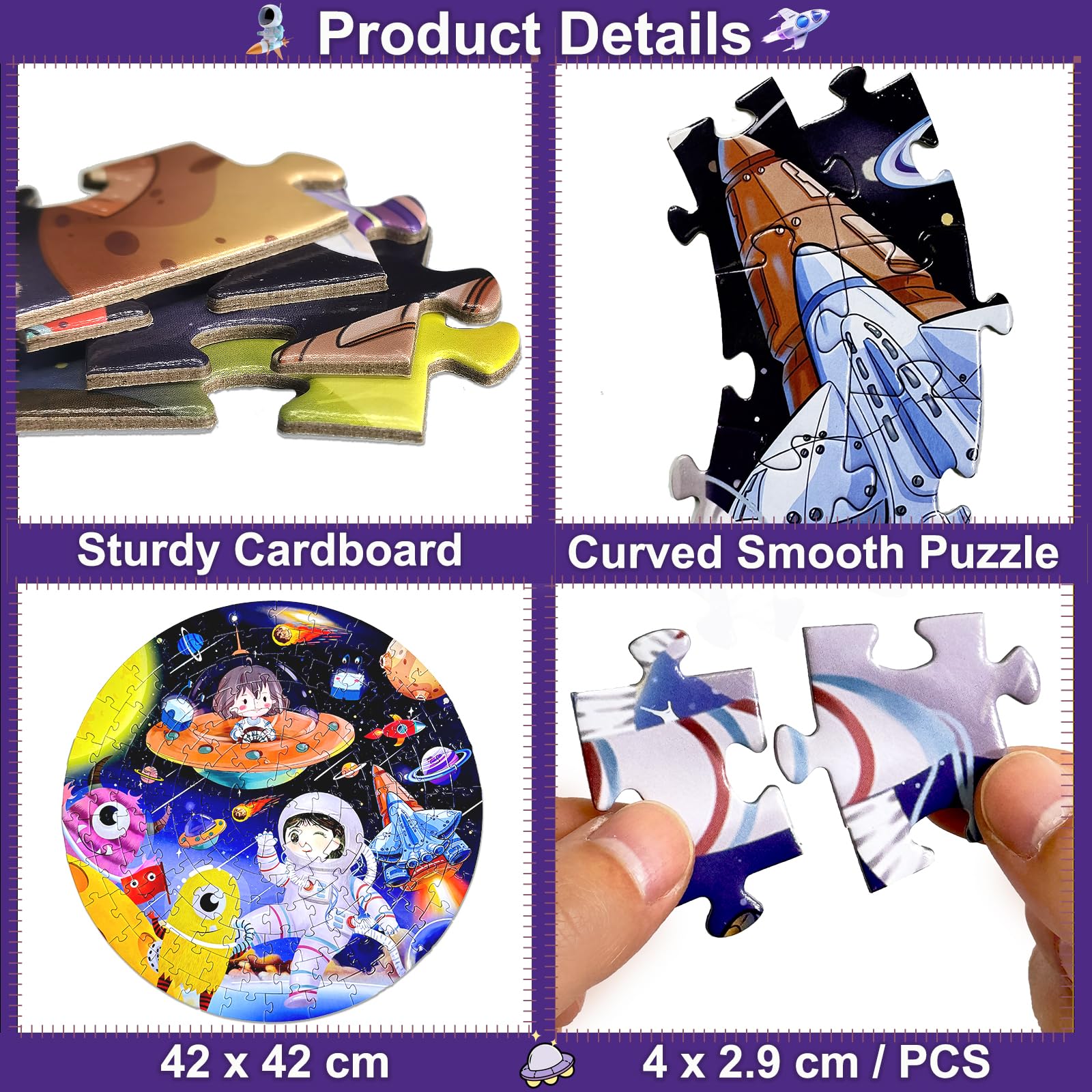 Kulveanju Puzzle Bambini 3 4 5 6 Anni, 128 Pezzi Puzzle da Universo Dirigibile, Grande Circolare Puzzle, Giochi Creativi Puzzle Regalo per Ragazzi e Ragazze 3-7 Anni, 42x42 cm