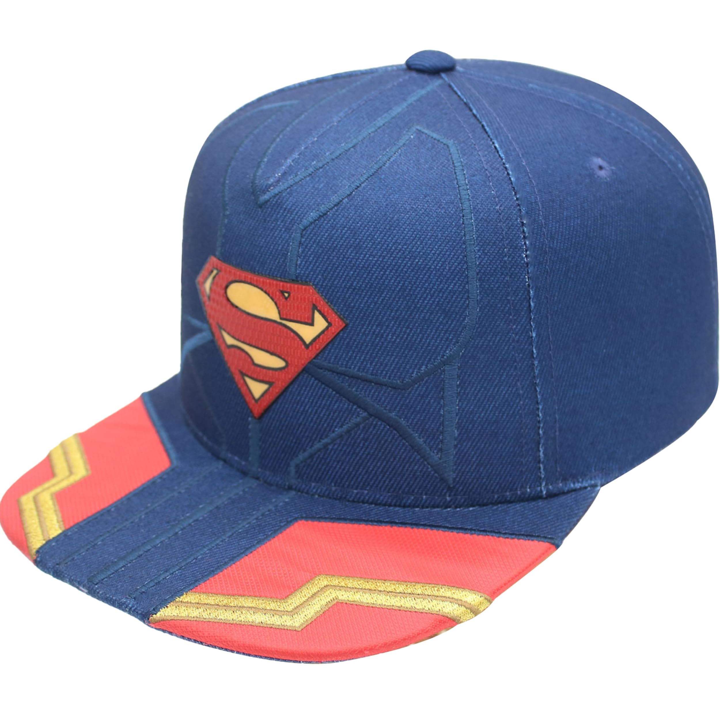 Concept One Unisex Navy Dc Comics Superman Snapback Hat, 6 Panel Adult Baseball Cap With Flat Brim, One Size, One Size
