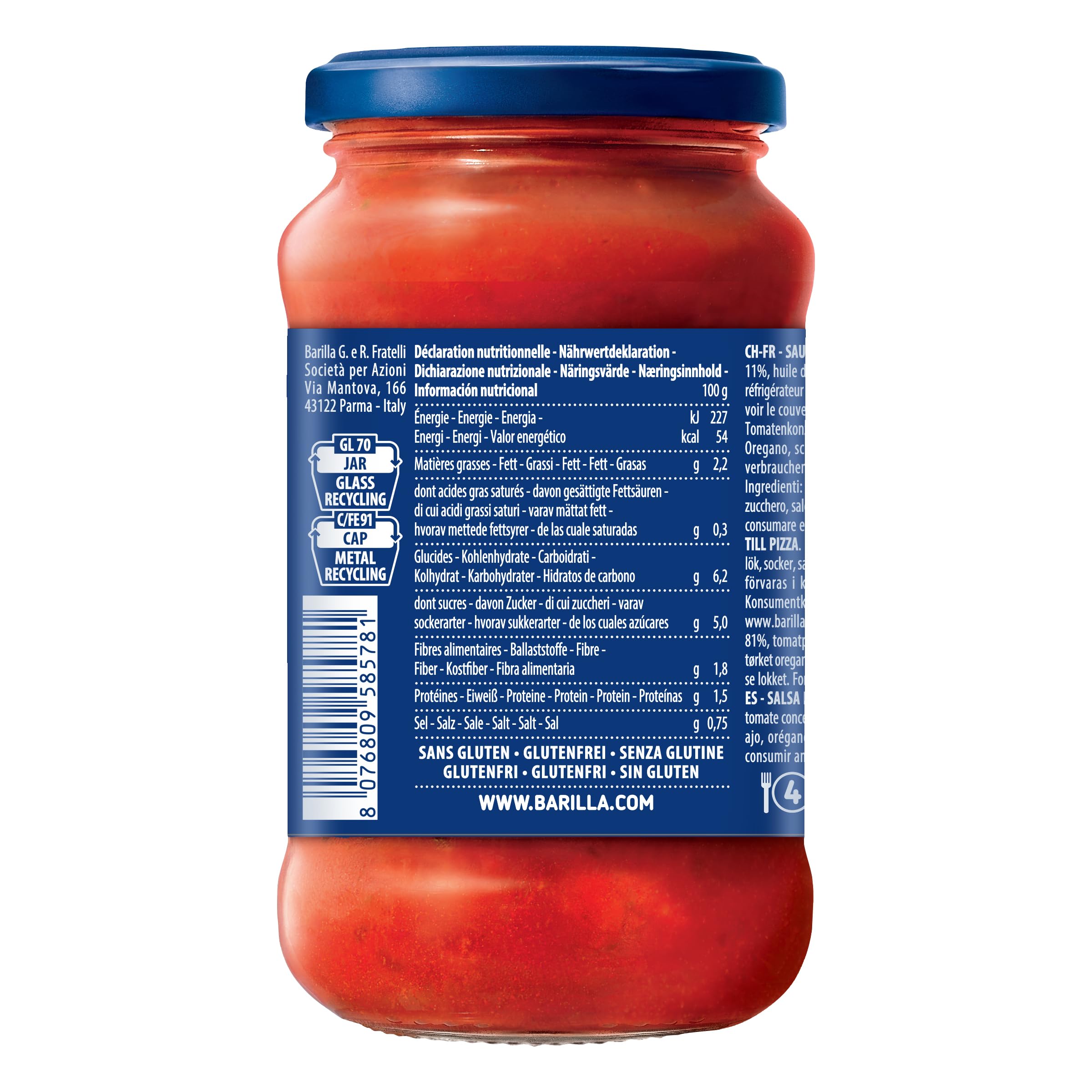 Barilla Salsa de tomate para pizza frasco 400 g
