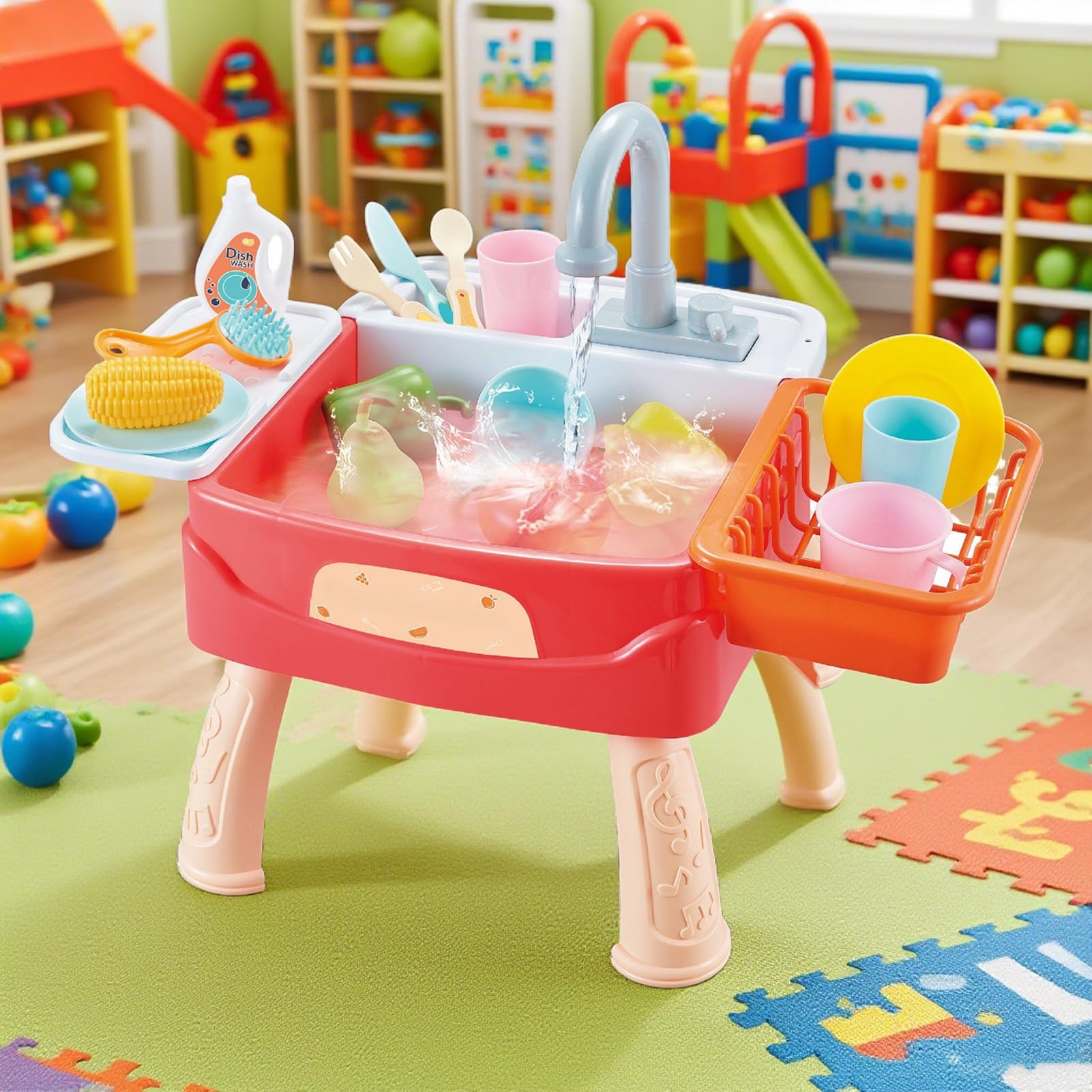 Giocattolo Cucina Simbolico Per Piccoli Con Lavello | Idrico Automatico Giocattoli Ruolo Attività Prescolari Per Famiglia Scuola Casa Asilo