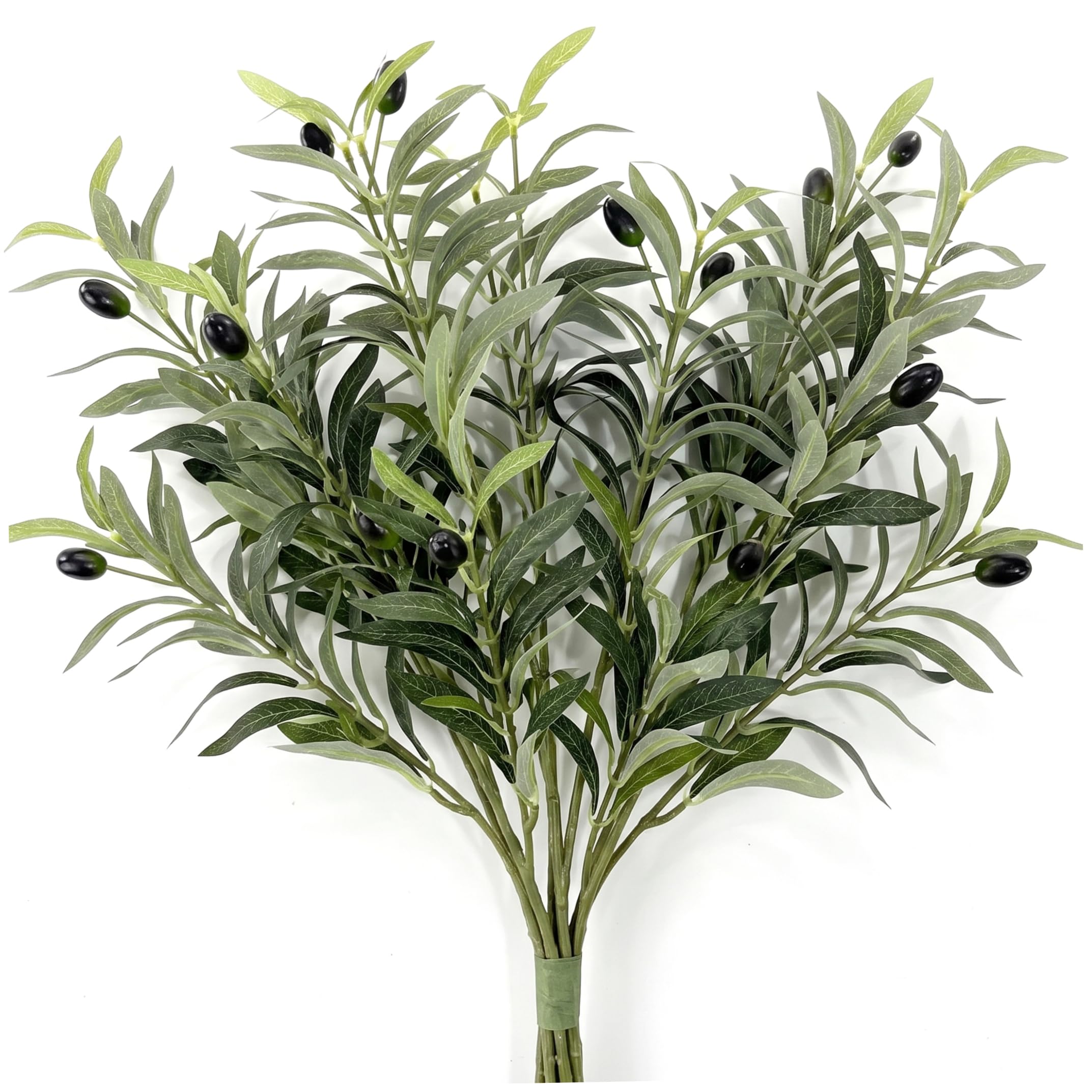 Ameble 6 Pack 16 Inch Indoor Artificial Olive Branches Realistic Greenery Stems for Vase Decor