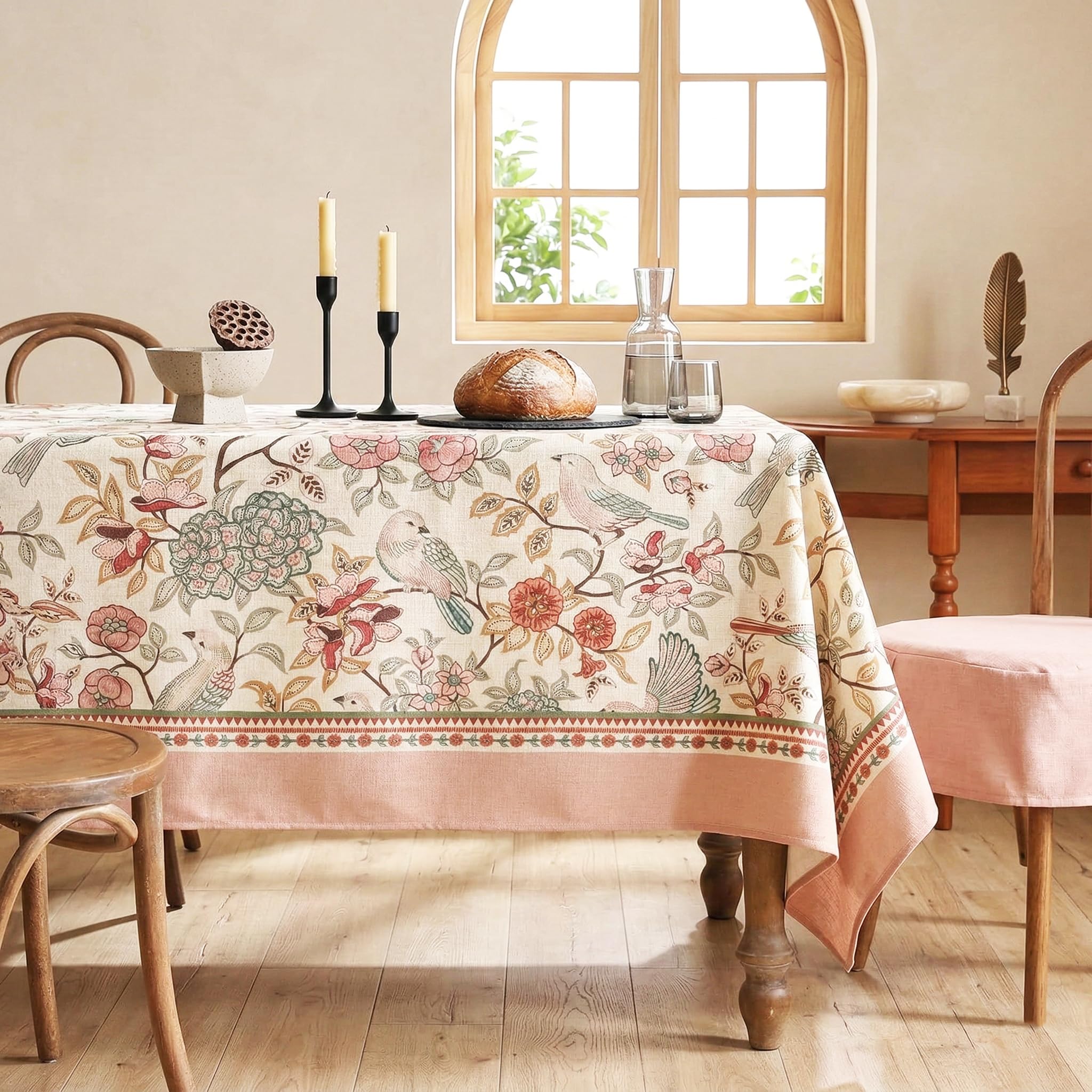 Ishro Home Premium Table Cloth 6 seater | Dining Table Cover | Love at First Sight Cloth 4-6 Seater | Luxury Fabric | Machine Washable | Non-Fading | Stain-Resistant | (Gul-o-Parinday, 56 x 90 inches)-image-25