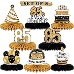 LINGTEER Happy 85th Birthday Table Honeycomb Centerpieces Perfect for Cheers to 85th Birthday 85 Years Old Party Table Decorations Gift Sign.