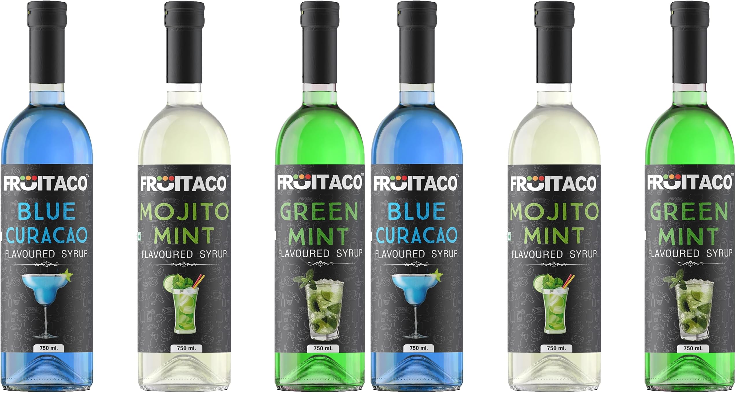 Fruitaco Blue Curacao Green Mint Mojito Mint Syrup Combo 750 ml each (Pack of 2)-image-26
