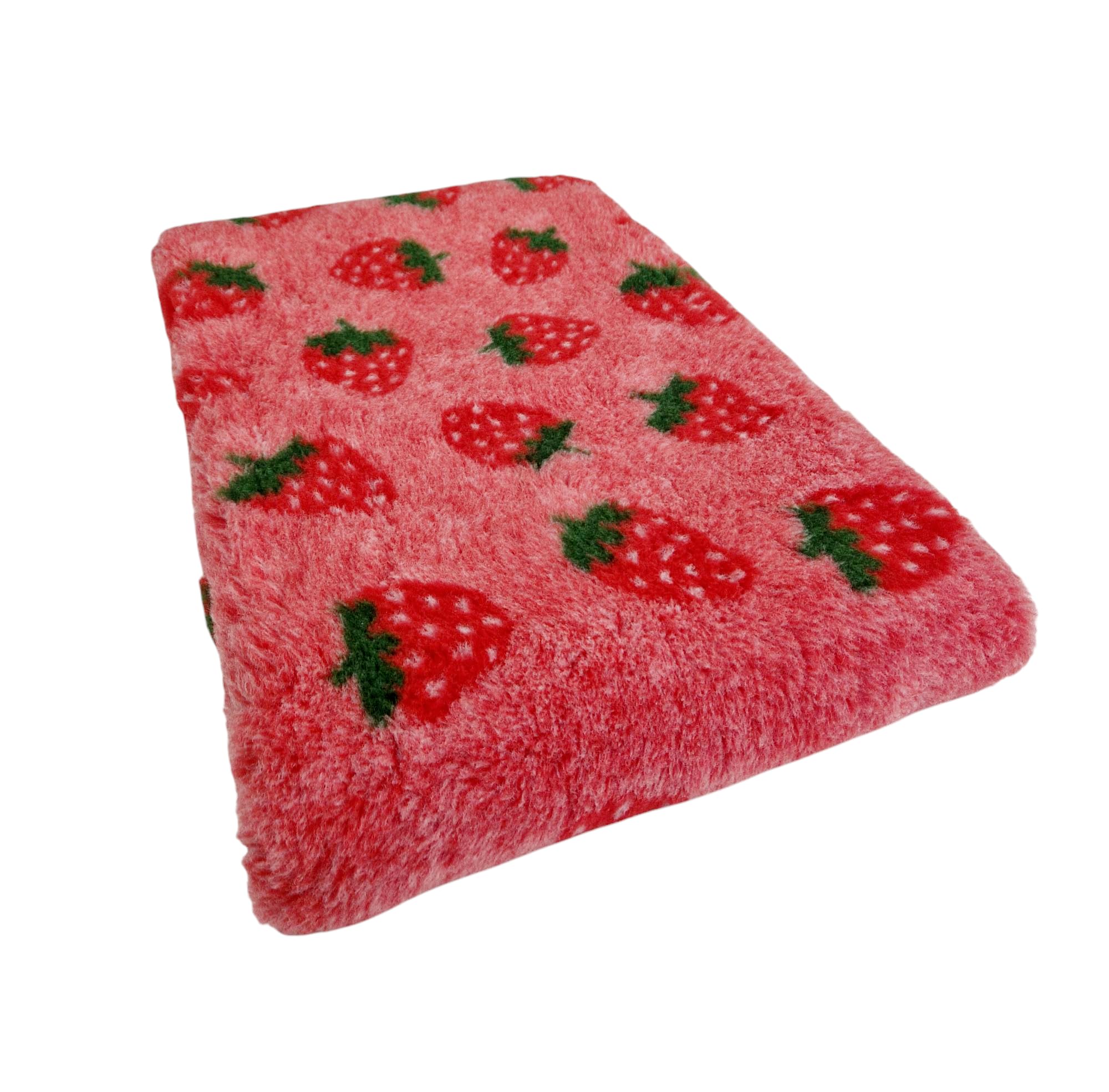 WOOF AND PUP | Non Slip Vet Bedding | Strawberry Pattern | Machine Washable | UK Manufactured | Non-slip | Dog Bed | Whelping | Vet Bed | Strawberries (Pink, 75cm x 300cm)