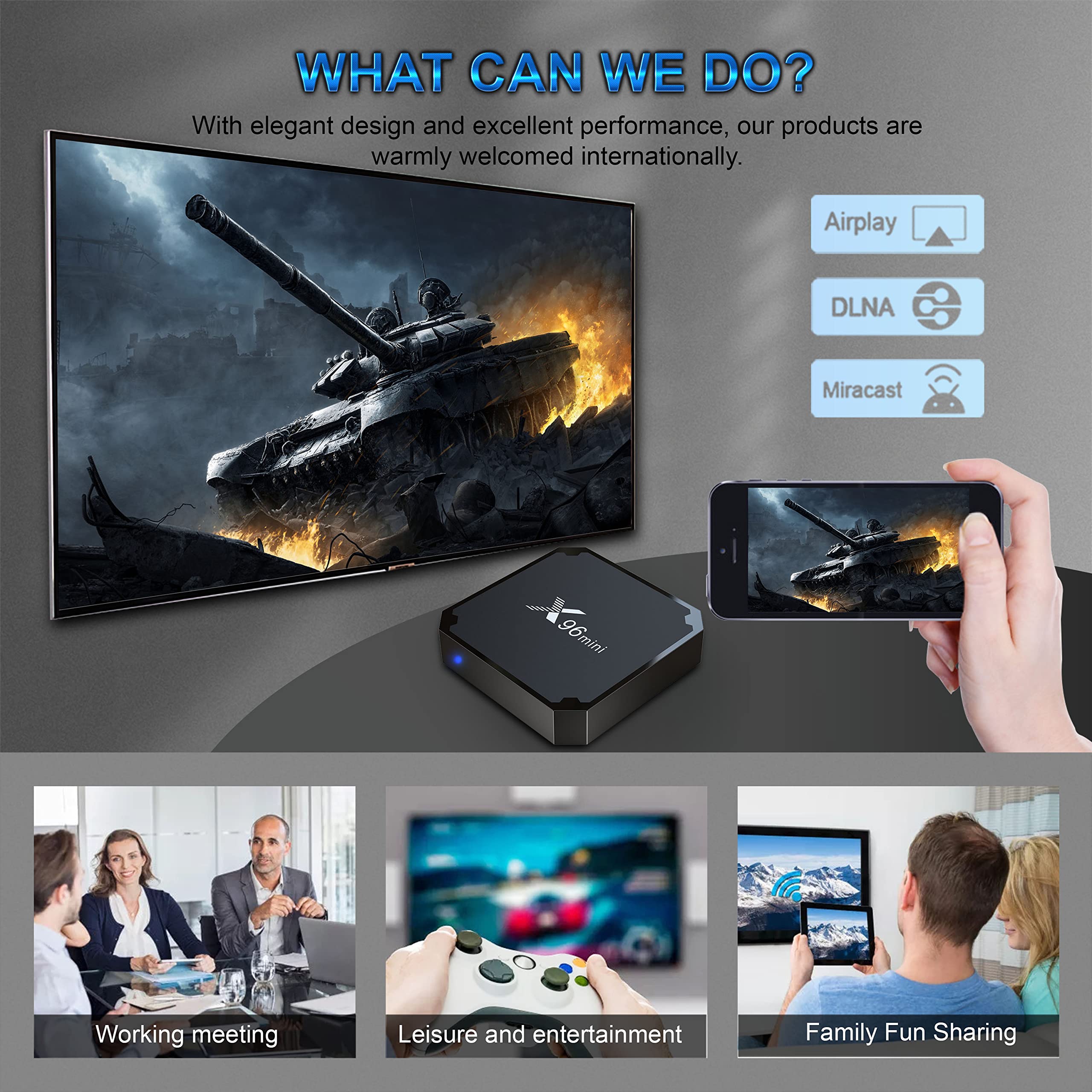 IDEALROYAL Android TV Box, Android 11.0 Boîte TV 2GB/16GB, Box Android TV 4K avec Amlogic S905W2 Quad-Core chipset 64 Bits WiFi 2.4G, 4K HD,H.265