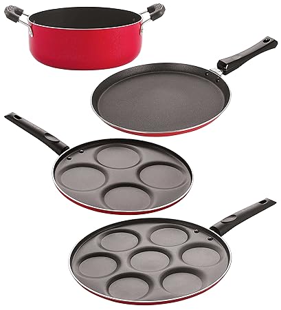 Nirlon nonstick Aluminium Utensils Set of 4 Pieces for Kitchen (FT10_UP4_UP7_CS24)