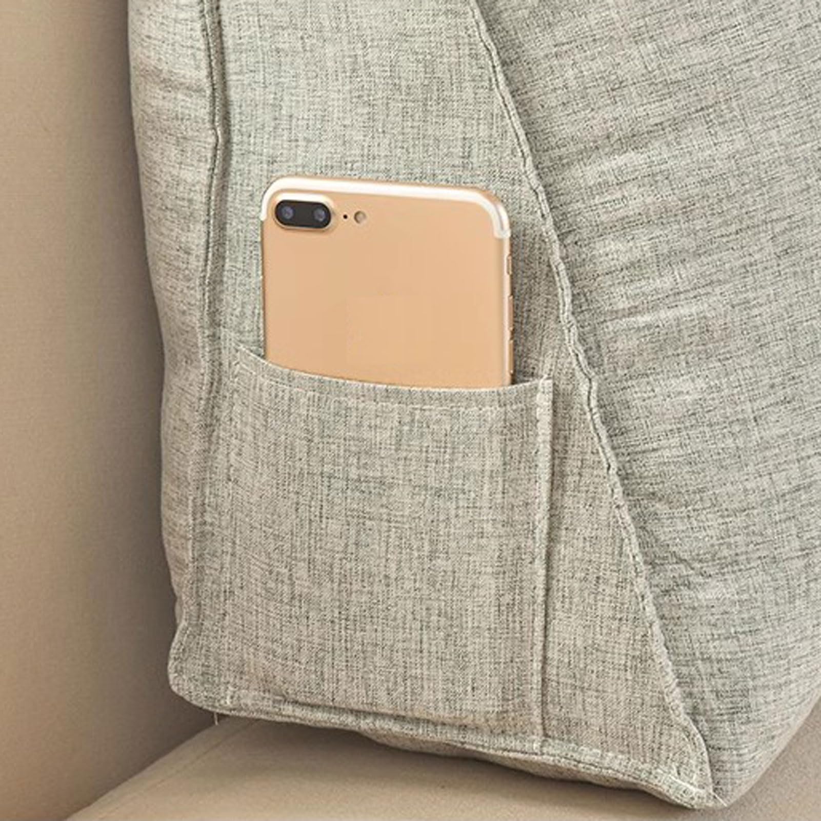 Almohada Triángulo, Cojín Triangular para Cabecero de Cama, Almohada Triangular de Lectura, Cojín de Apoyo Lumbar, Respaldo de Cintura, con Funda Extraíble (7 60x50x20cm)