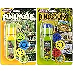 Georgie Porgy Children Projector Toys Educational Science Set Wall Ceiling Tent Torch Flashlight for Kids Gifts for Boys Girls (Dinosaur + Wild Animal)