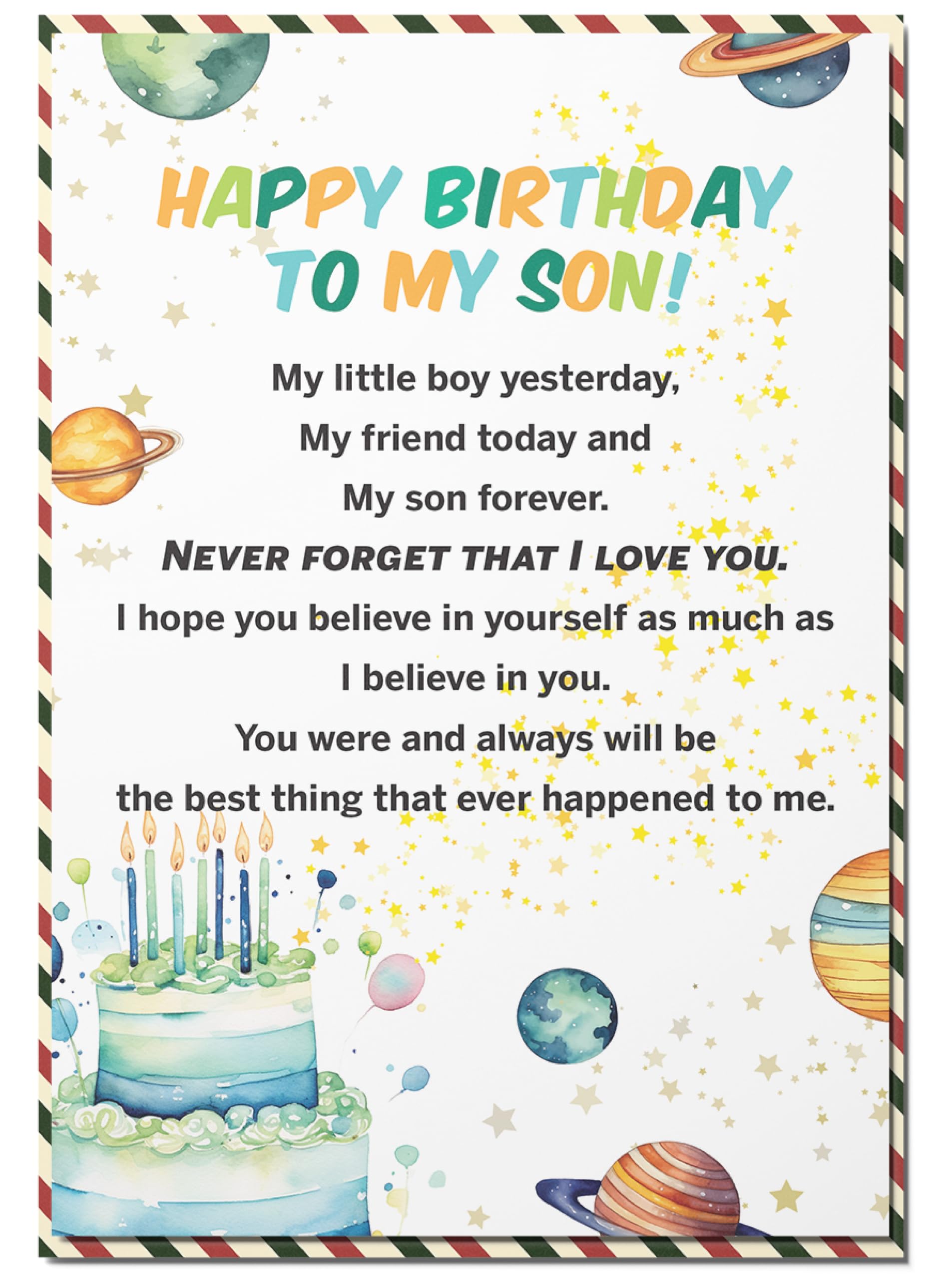 BlinkWishes Birthday Card for Son, Happy Birthday Wishes for Son Greeting Card with Envelope and Seal, Happy Birthday Gift for Son from Mom, Dad,