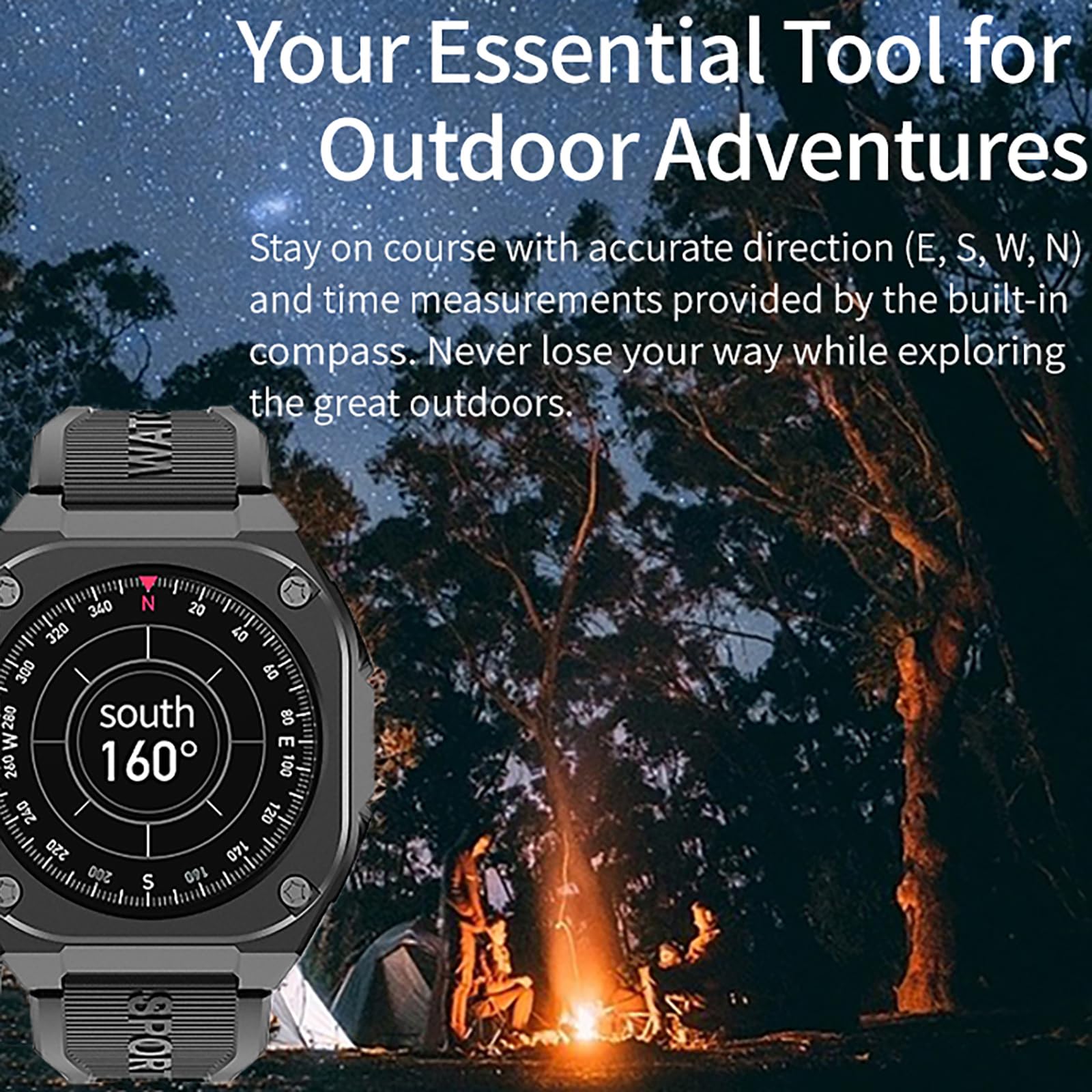 Kompass Militär Uhr Sportuhr Herren Damen Smartwatch Laufuhr Outdoor Fitnessuhr mit Telefonfunktion Gesundheitsuhr Blutdruckmessung Schrittzähler Uhr Junge Mädchen Fitness Tracker Pulsuhr Smart Watch