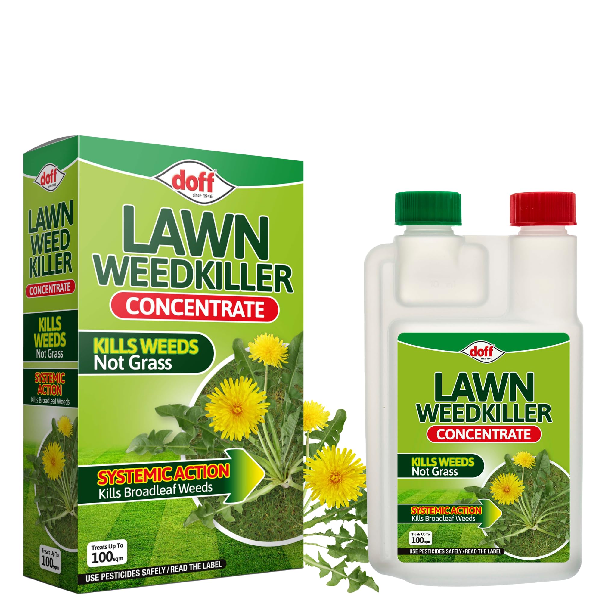 Doff Concentrated Lawn Weedkiller – 200ml Ready for Dilution in Water for Lawn Protection – Kills Vegetation & Rooted Weeds on Lawns & Grassy Areas - Long Lasting Weed Control – Strong Weed Killer