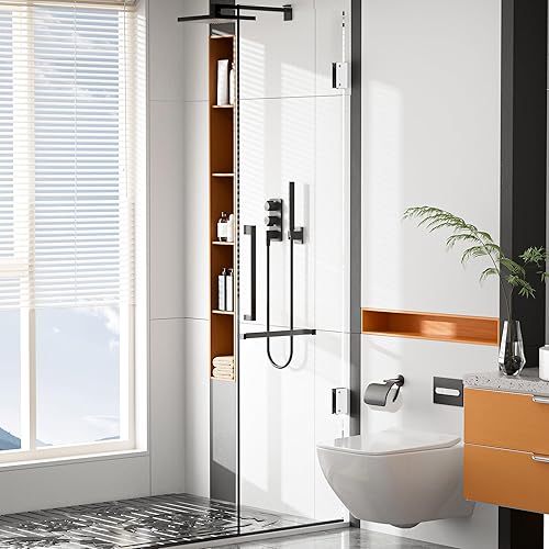 Miniatura 2 de Alise Soporte de estante de vidrio ajustable para ducha, soporte de abrazadera resistente para estantes de vidrio de 0.315-0.472 in, montaje en