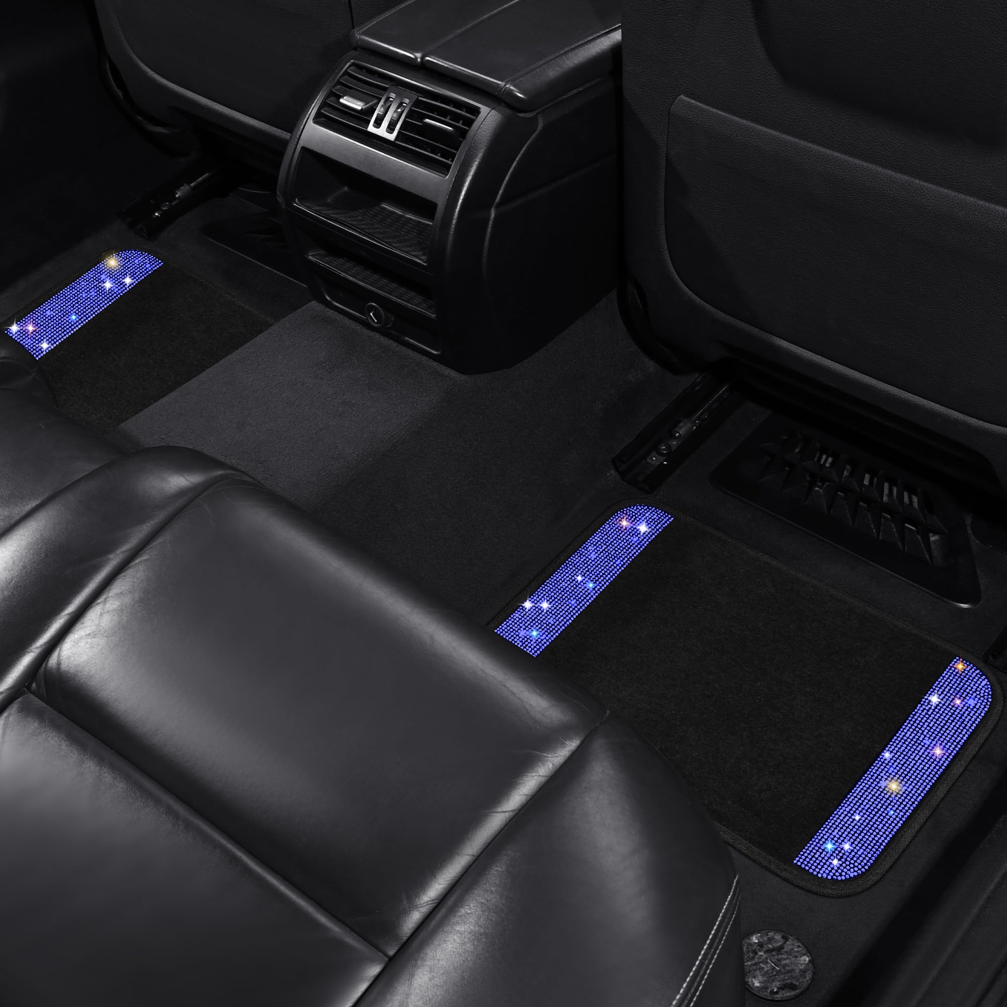 VarCozy Shining Rhinestones Floor Mats for Cars Sparkly Glitter Crystal Car Floor Mats with Anti-Slip Heel Pad for — view 8