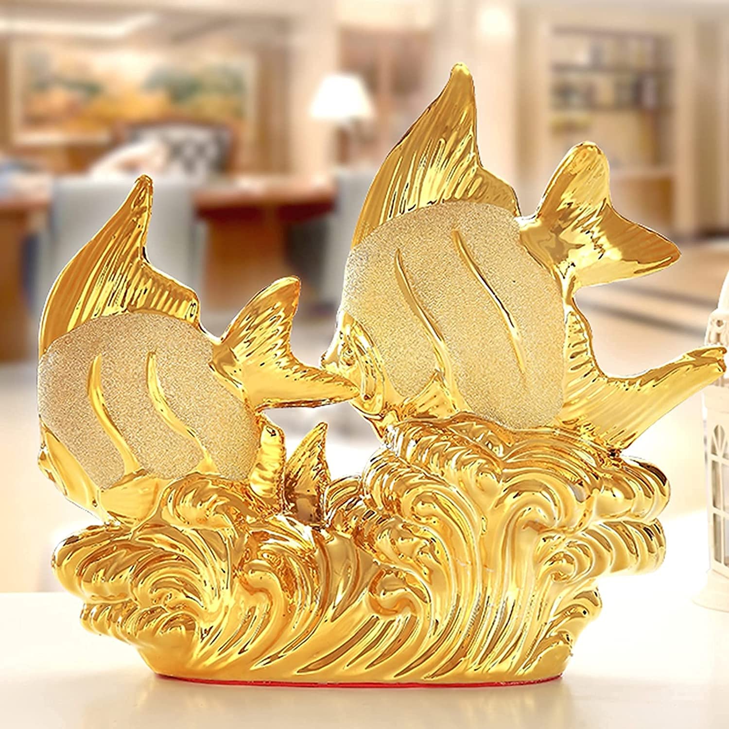 Estatua de pez Dorado, más tranquilizador para Usar Materiales respetuosos con el Medio Ambiente, decoración de Escritorio para el hogar, Sala de Estar, Oficina