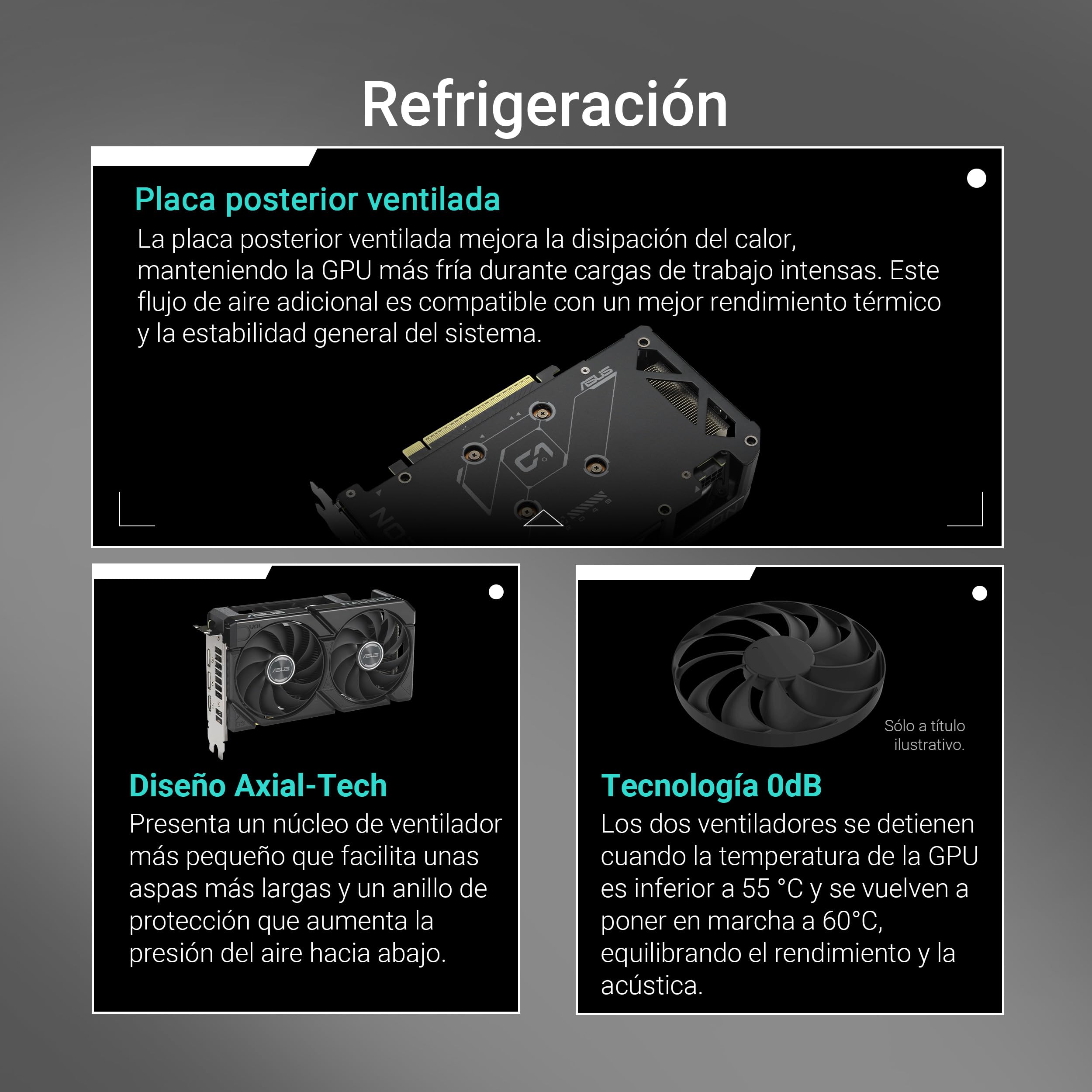 ASUS Dual Radeon RX 9060 XT 8 GB GDDR6 - Tarjeta gráfica (PCIe 5.0, HDMI 2.1b, DisplayPort 2.1a, diseño de 2.5 Ranuras, Ventilador Axial-Tech, tecnología 0dB)