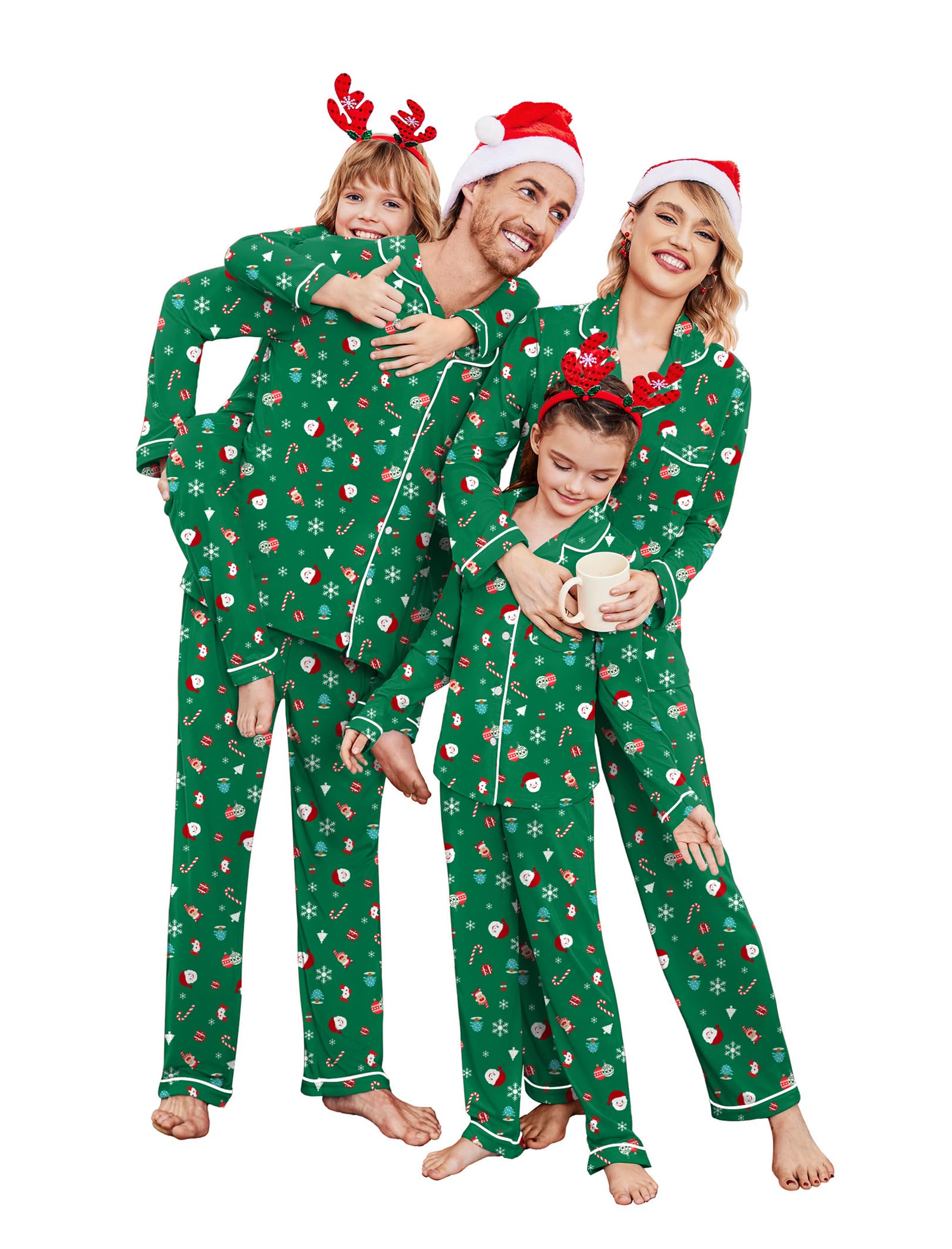 ekouaer christmas family matching pajamas long sleeve button down pj set festival party sleepwear