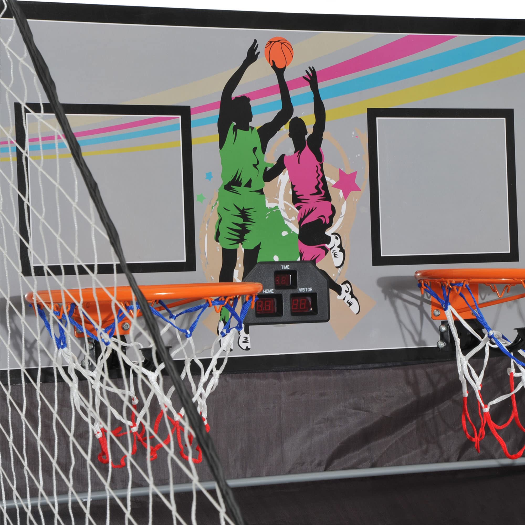 HOMCOM Juego de Canastas Plegable, Máquina de Baloncesto con Contador y Marcador Electrónico, Acero, 205x110x205 cm