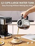 Machine à café, cafetière programmable à goutte 12 tasses, fonction d'infusion régulière et forte avec fonction café glacé pour la maison et le bureau, Noir et Acier inoxydable (Noir, Argent)