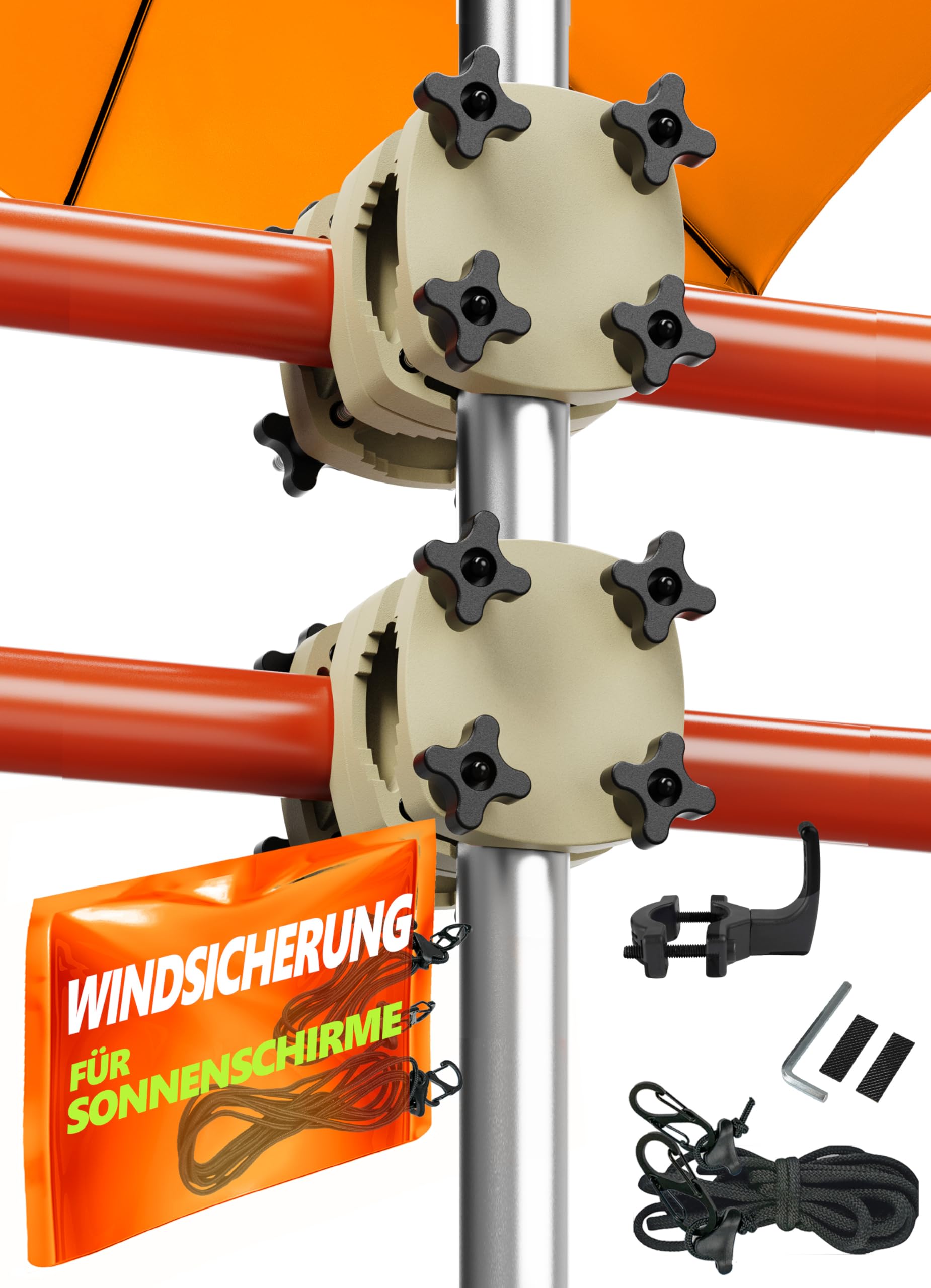 4smile Sonnenschirmhalter Balkongeländer SunnyGuy - Bombensichere, universelle Sonnenschirm Halterung Balkon - Kompakte Schirmhalterung Balkongeländer ersetzt Sonnenschirmständer Balkon
