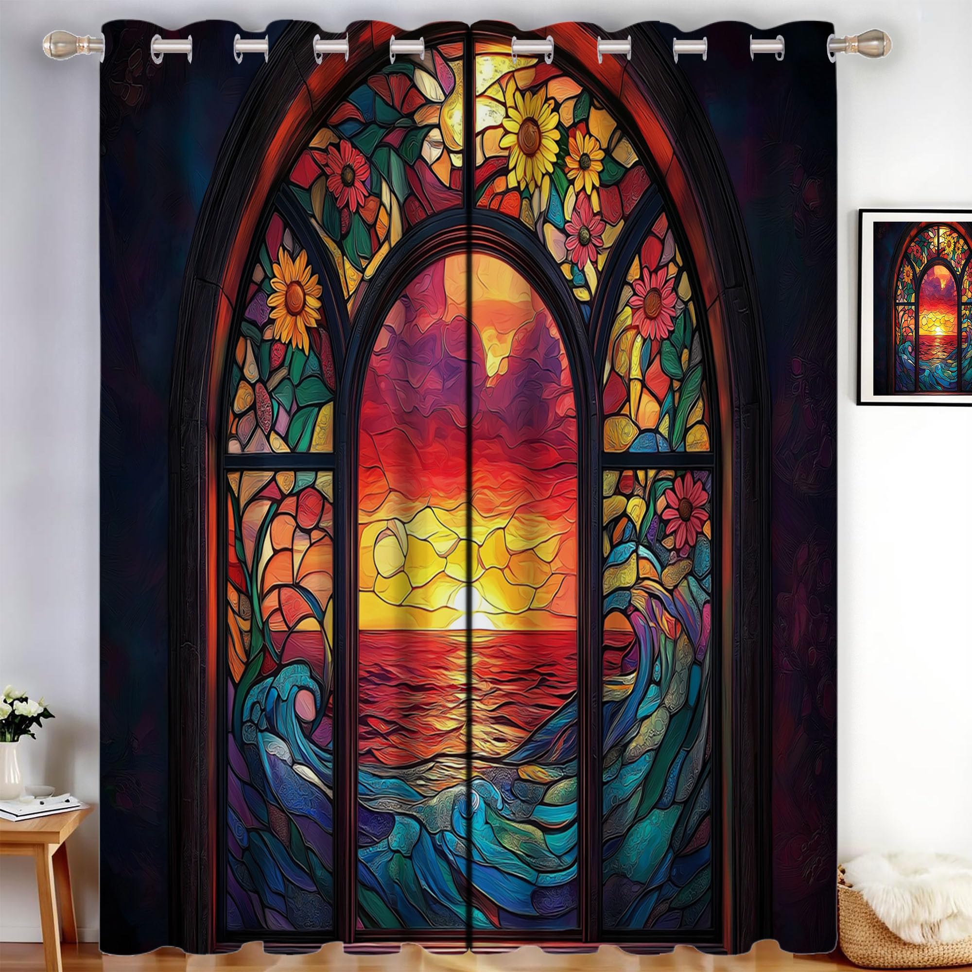2 Tende Oscuranti Termiche Vetrate Tenda Isolante Finestre Ad Arco Tenda per Soggiorno Camera e Interni Pannelli, 140L X 160A cm, Rosso