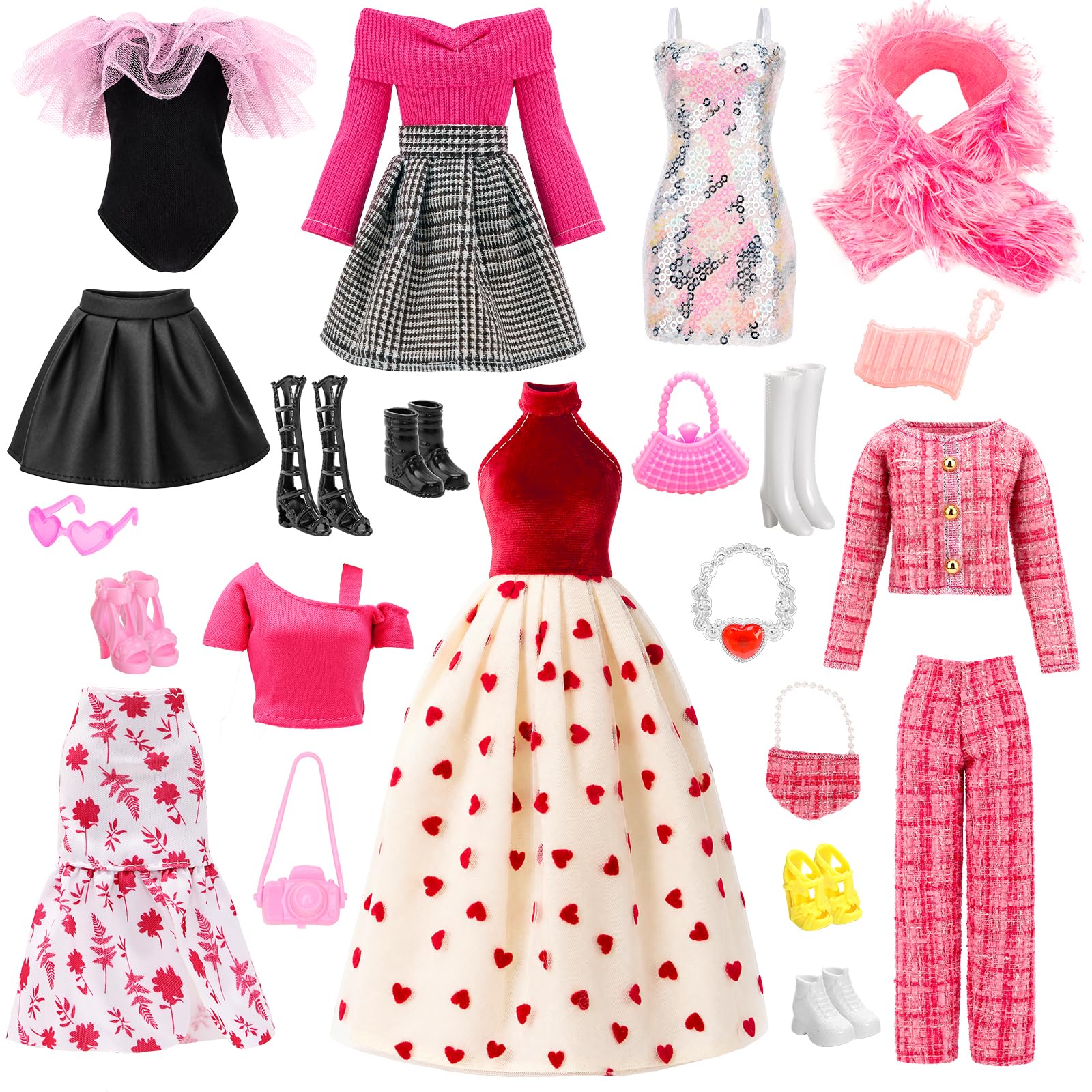 Miunana 17 Doll Clothes Dresses Shoes Accessories for 11.5 Inch Dolls