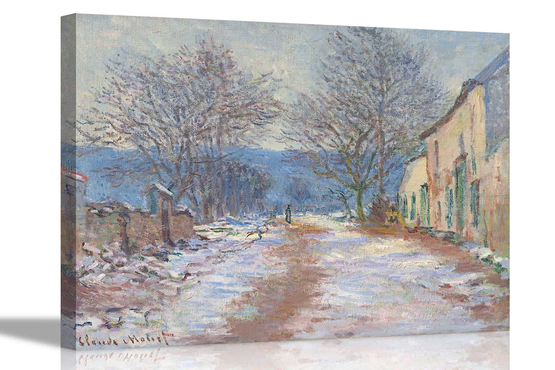 Artley Prints Snow Effect Limetz By Claude Monet Canvas Prints Wall Art Pictures Framed Office Photos Living Room Conservatory Landscape Large 76 X 50Cm (30 X 20 Inches)