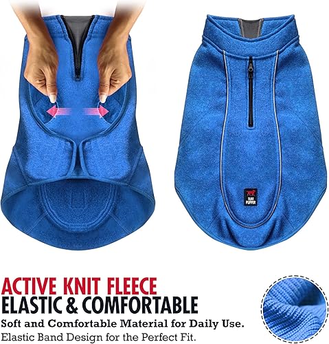 Miniatura 6 de Tuff Pupper Chaqueta de forro polar de punto aislado para perros  Chaleco ligero y cálido para perro  Puerto de cremallera impermeable para arnés