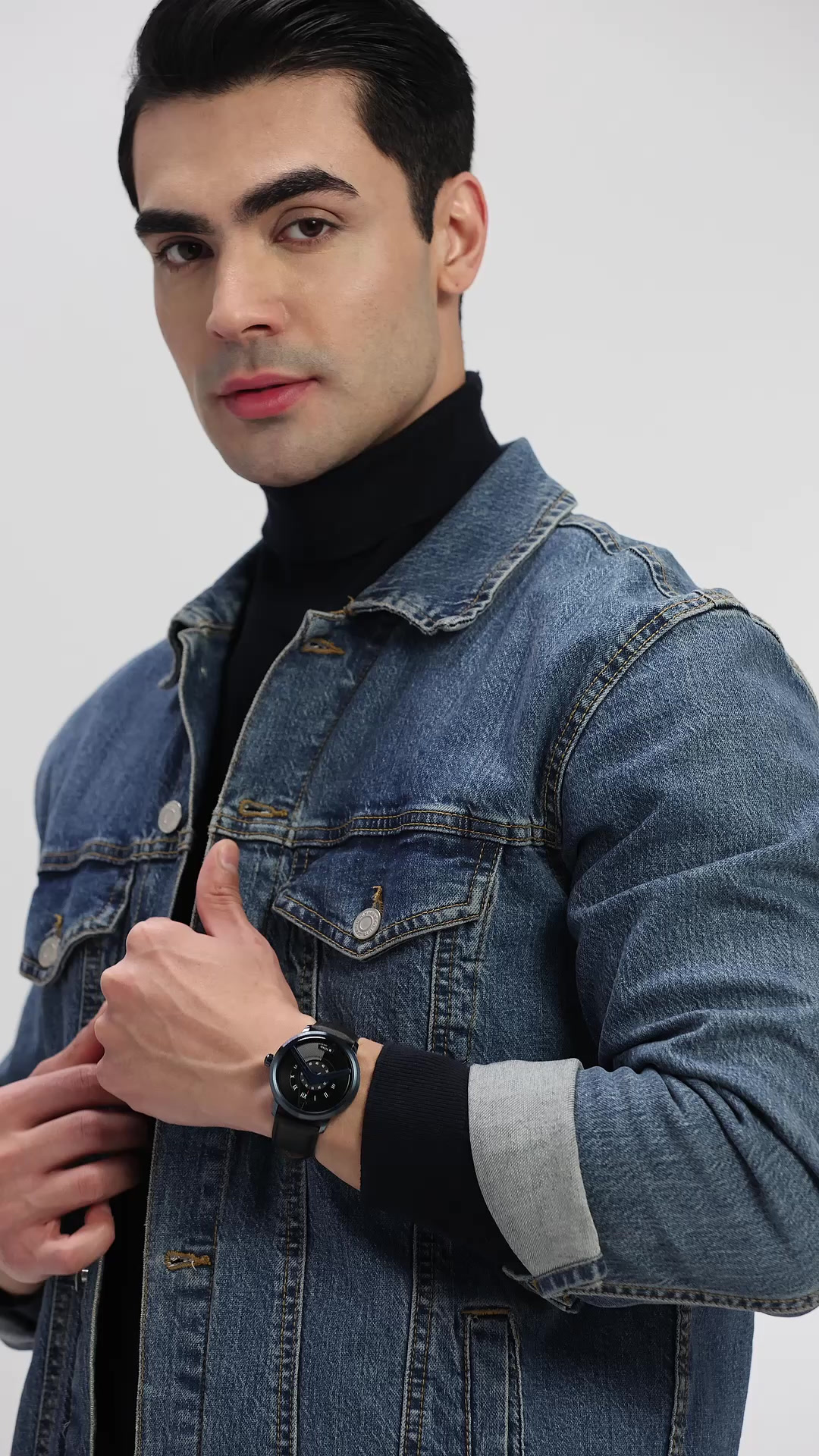 Titan Maritime Quartz Analog Black Dial Black Leather Strap Watch