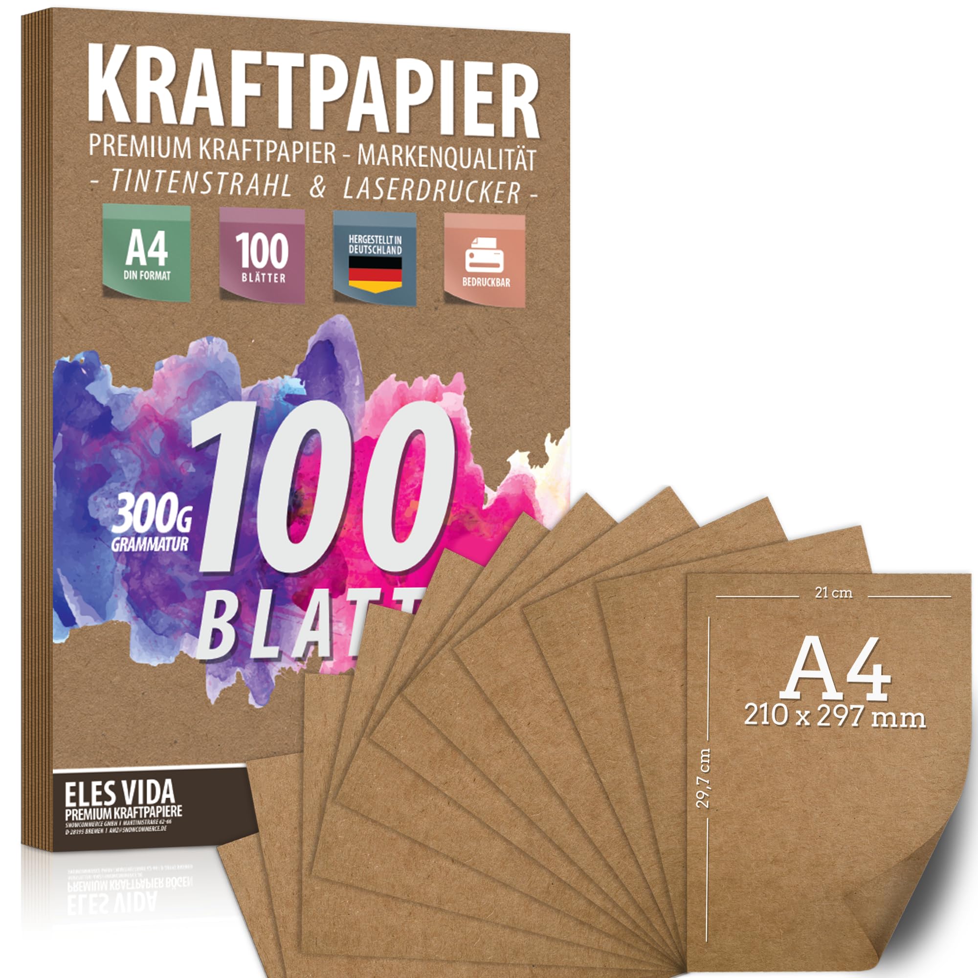 Carta Kraft DIN A4 300g - 50 Fogli Per Fai Da Te, Inviti E Regali - Foto 3