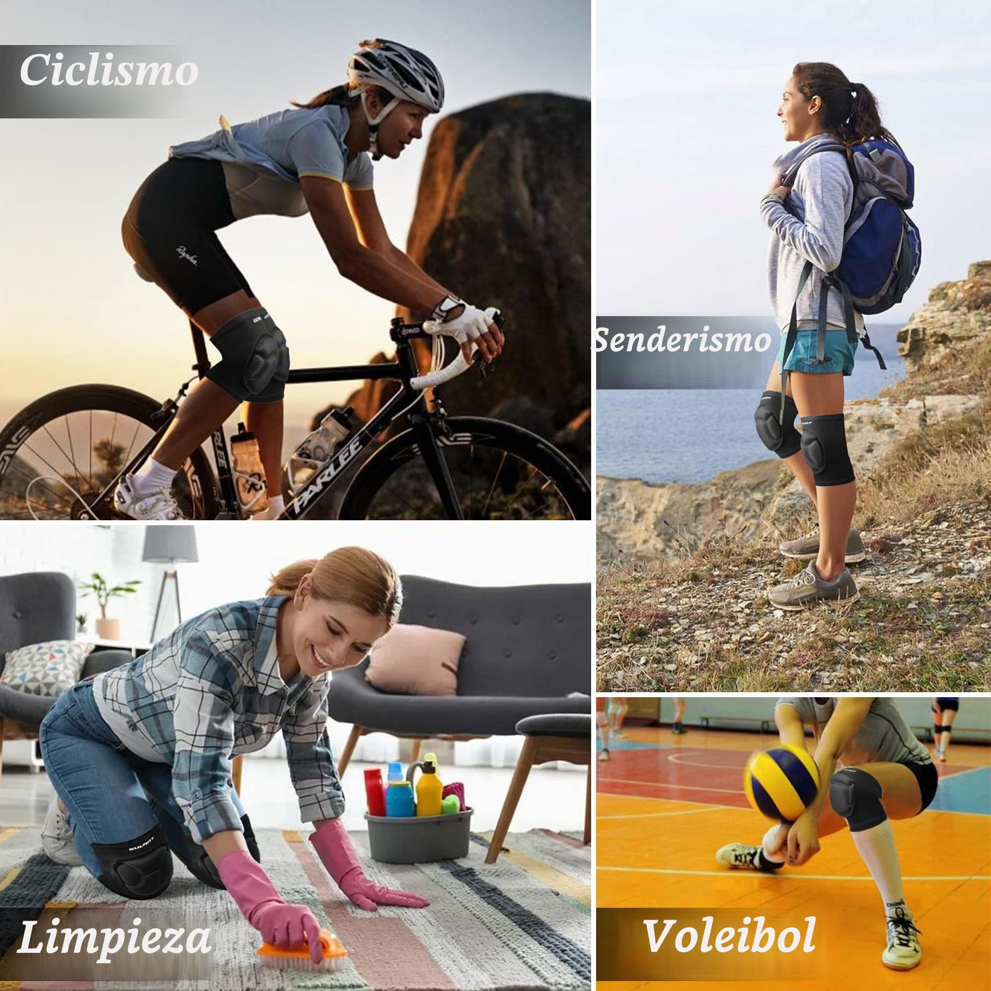 EULANT Rodilleras Flexibles (1 Par), Knee Pads, Protectores de Rodillas para Voleibol Baloncesto Balonmano Fútbol Ciclismo Marciales Artes Danza Lucha Libre Correr Esquí Muay Thai Trabajo