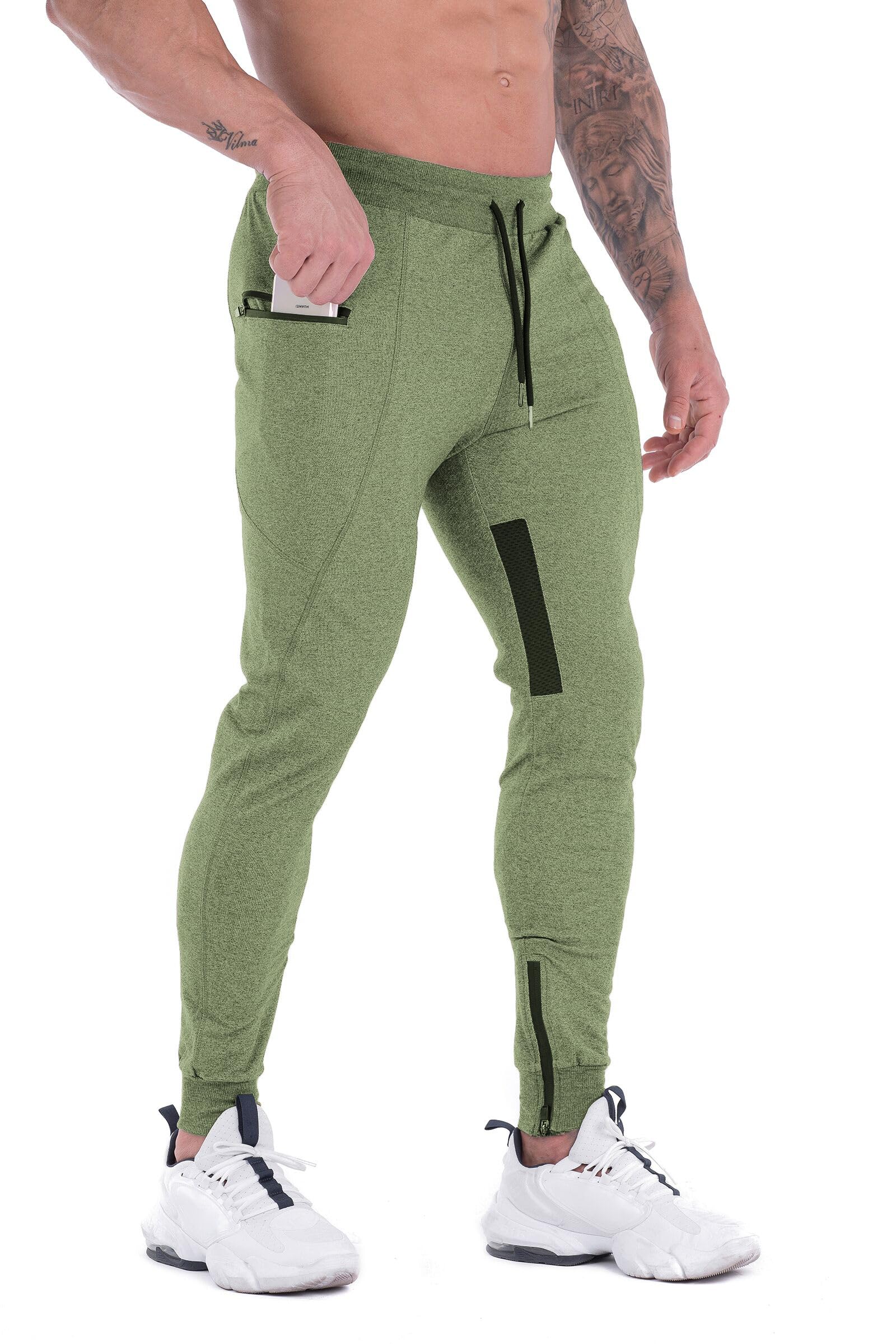 FIRSTGYM, Pantalones deportivos para hombre, ajustados, de malla, con bolsillos con cremallera