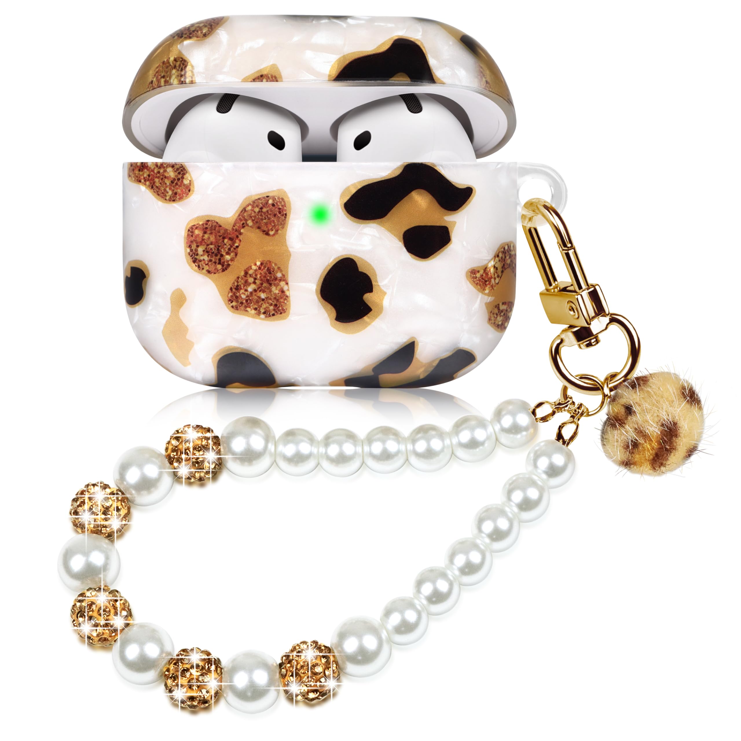 Cute Case for Airpods 4 Gen (2024) Leopard Print Hard TPU Cover with Lanyard Compatible with AirPods 4st Generation Shell for Women