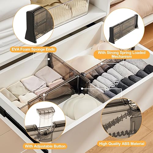 Miniatura 3 de Organizador de cajones, separadores de aparadores expandibles, separadores de cajones ajustables para ropa, utensilios de cocina, dormitorio,