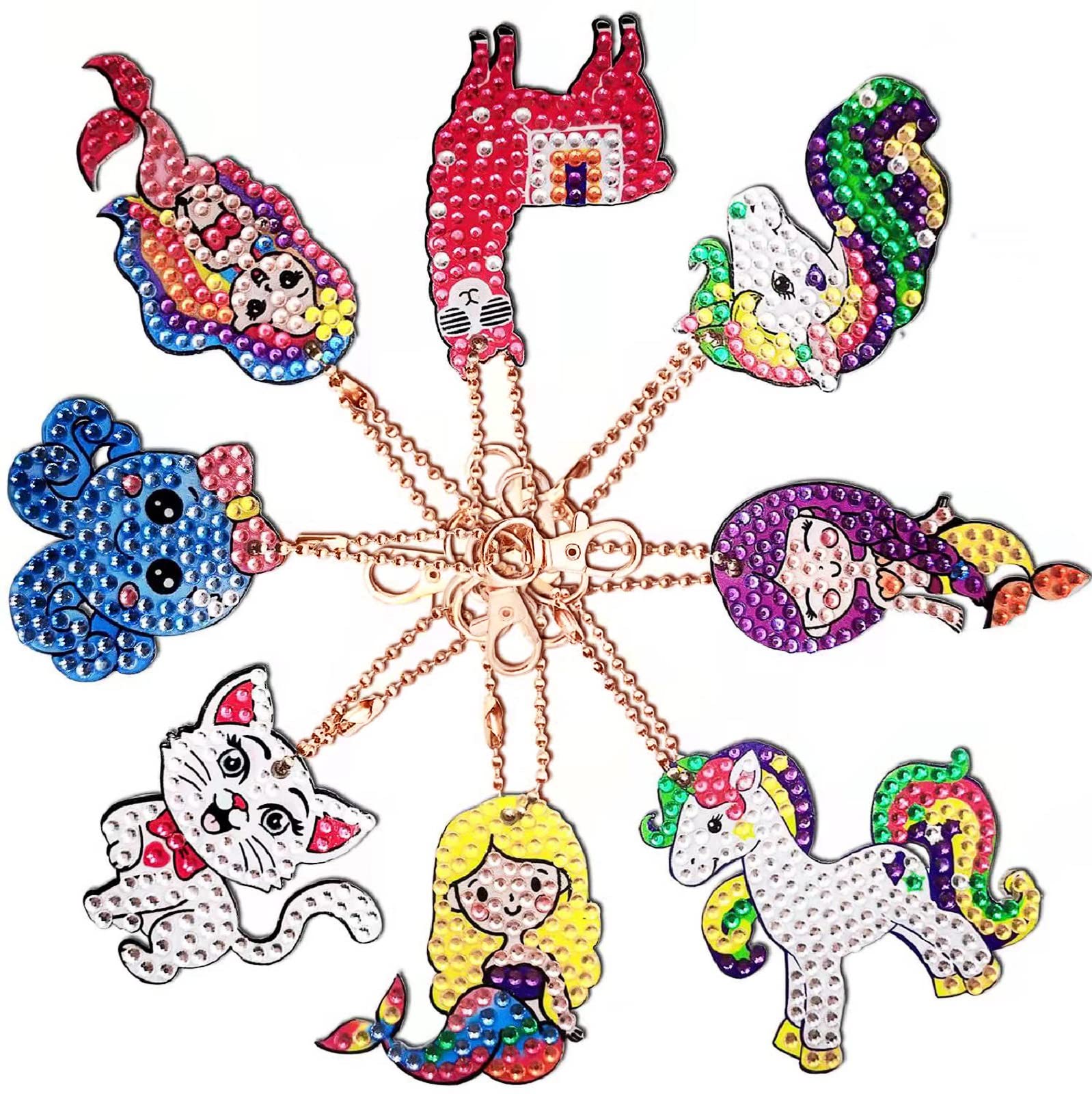 DNWFZ Diamond Painting Llaveros 12 Piezas Diy Llavero Pintura Diamante Búho 5D Diamantes Cuadro Llavero para Mujer Niña Mochila Billetera Monedero Teléfono Bolso Infantil Artesanía