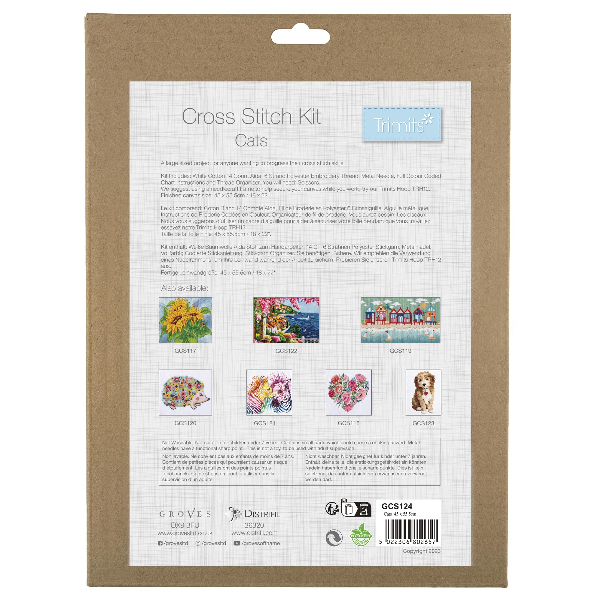 Trimits Grote kruissteekkits - Geteld borduurwerk voor volwassenen, beginners en kinderen, kerstcadeaus muurkunst voor dierenliefhebbers, 11 stuks Aida 44 x 57 cm, hond (lijst niet inbegrepen
