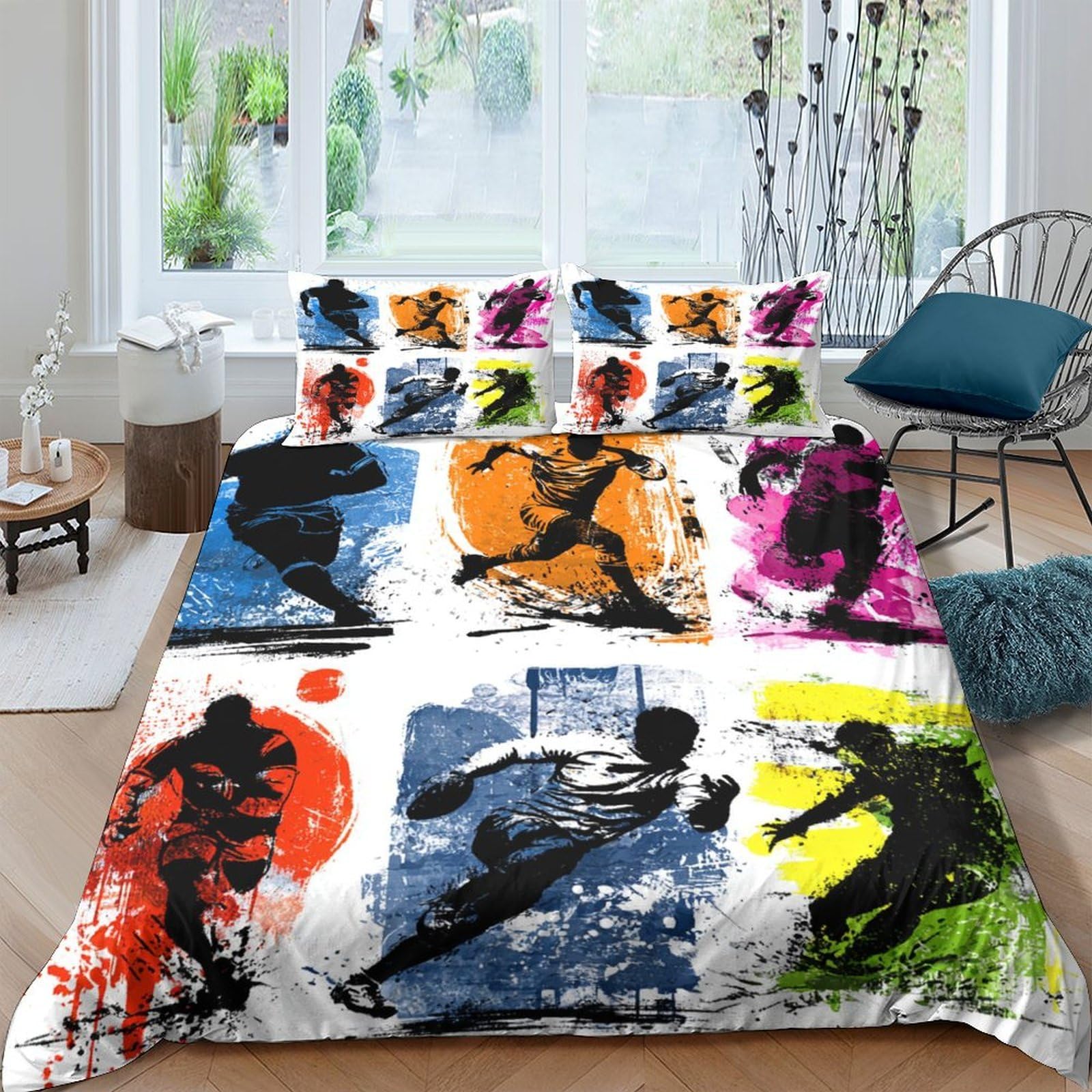 Ctjqhvkz Style-1 3D Printed Graffiti Sports Fitted Sheet Microfiber Colorful Urban Art Mattress Cover For Bedroom Guest Room Dorm Decor Single（135X200cm）
