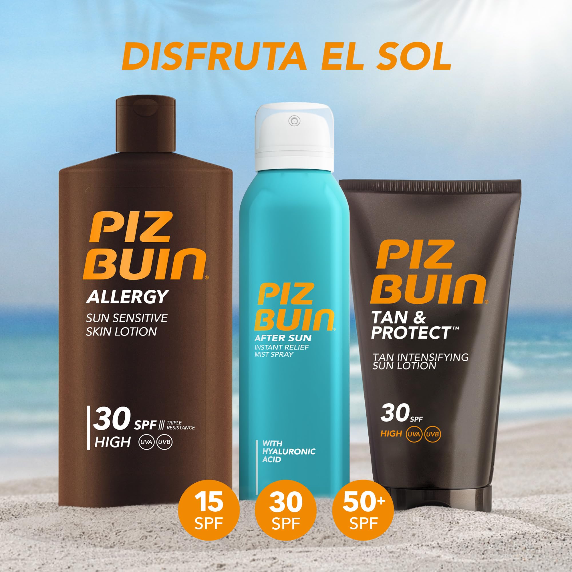 PIZ BUIN Crema Facial SPF 50 de Protección Alta (50 ml), protector solar facial hidratante con filtros UVA/UVB, crema solar con triple resistencia, para todo tipo de piel