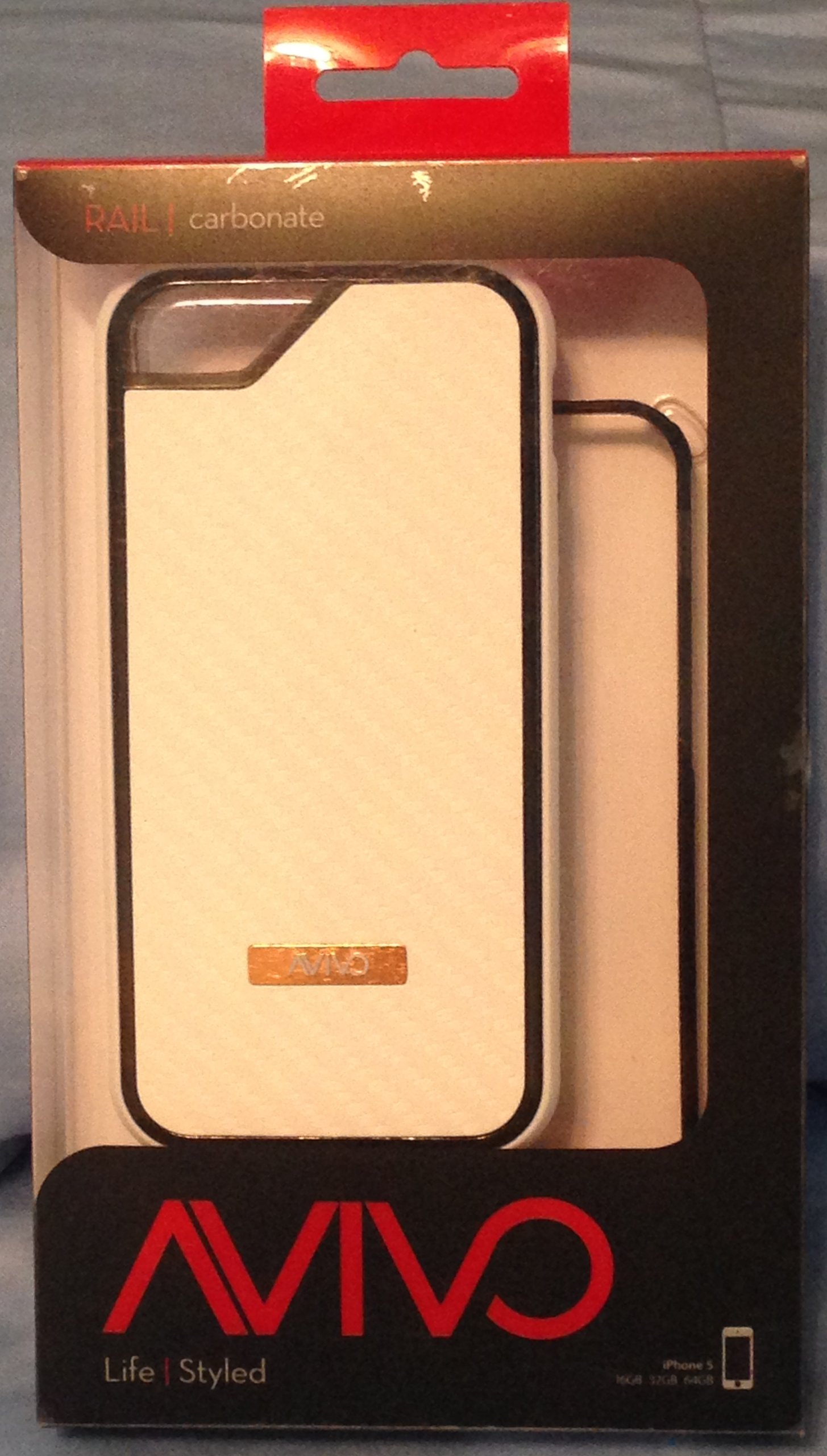 AvivoRail Carbonate / Apple iPhone 5 & 5S Polycarbonate Rail Carbon Case (Frost White + Ghost White Carbon Jacket)