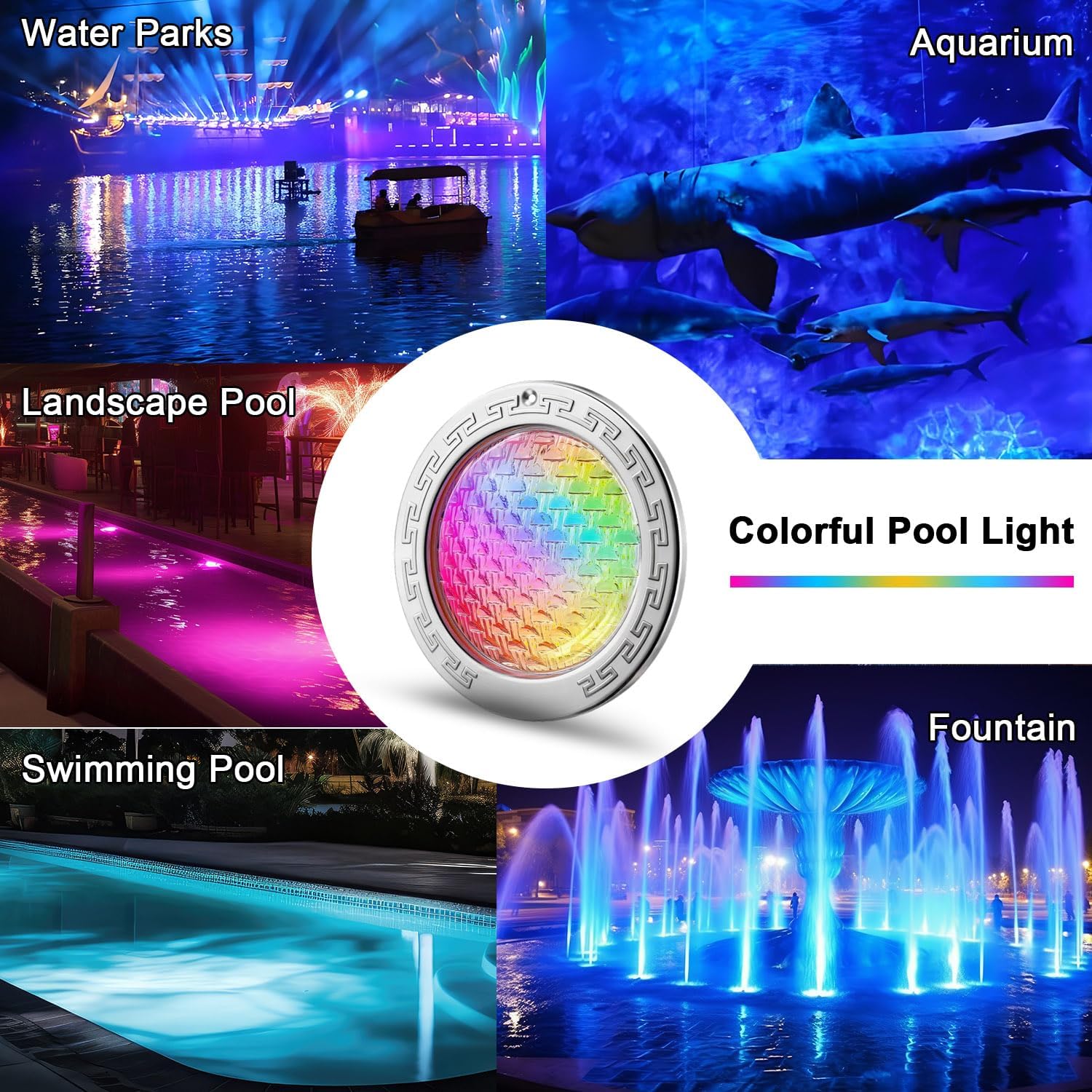 50FT 35W RGBW LED Pool Light for Inground Pools - 12V Color Changing Underwater Light with Remote Control, 50 Foot Cord, IP68 Waterproof, Compatible with 10" Wet Niche