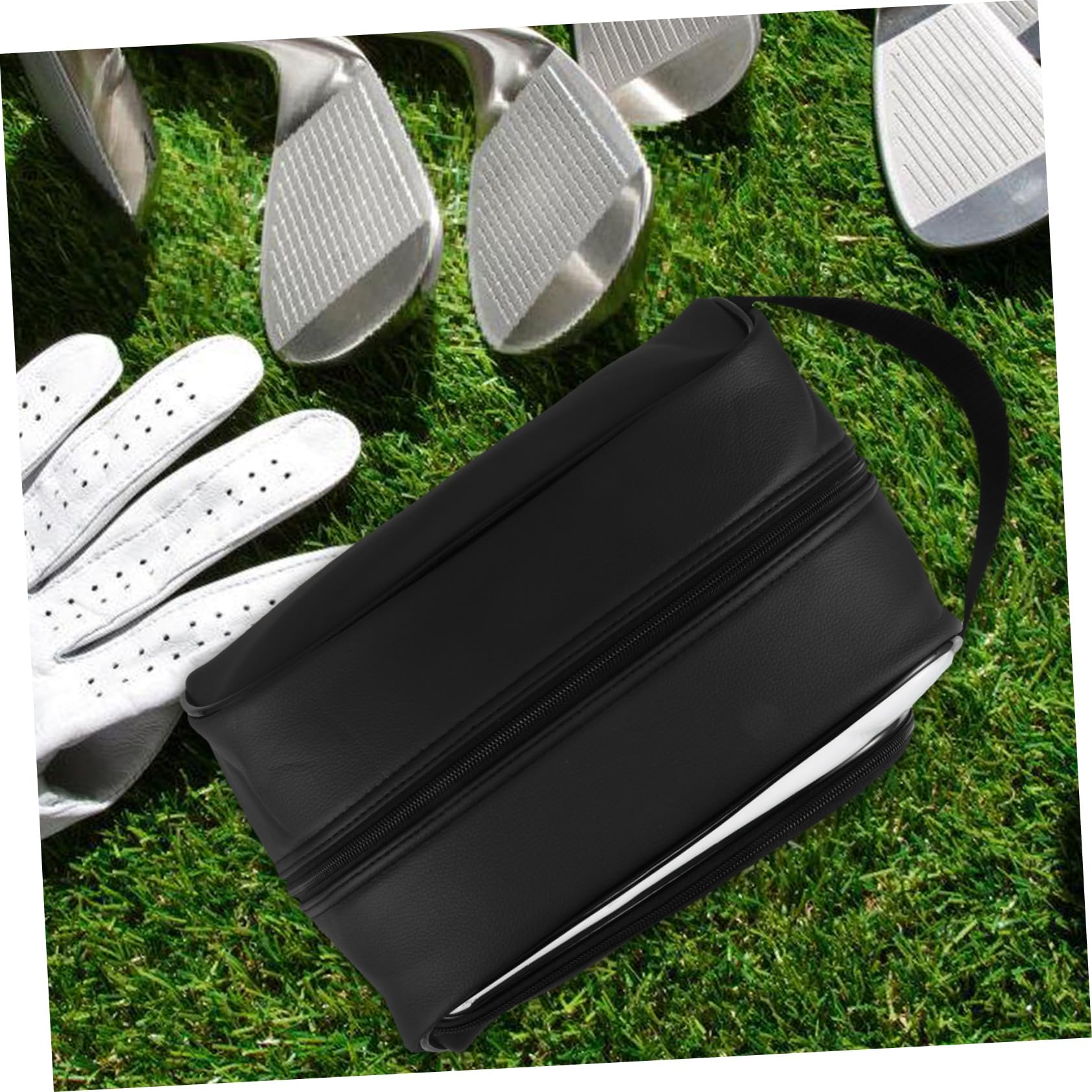 POPETPOP Schuhbeutel aus Pu-Material mit Reißverschluss Schuhtragetasche für Golfschuhe und Sportschuhe Kompakte Schuhreisetasche für Damen und Herren