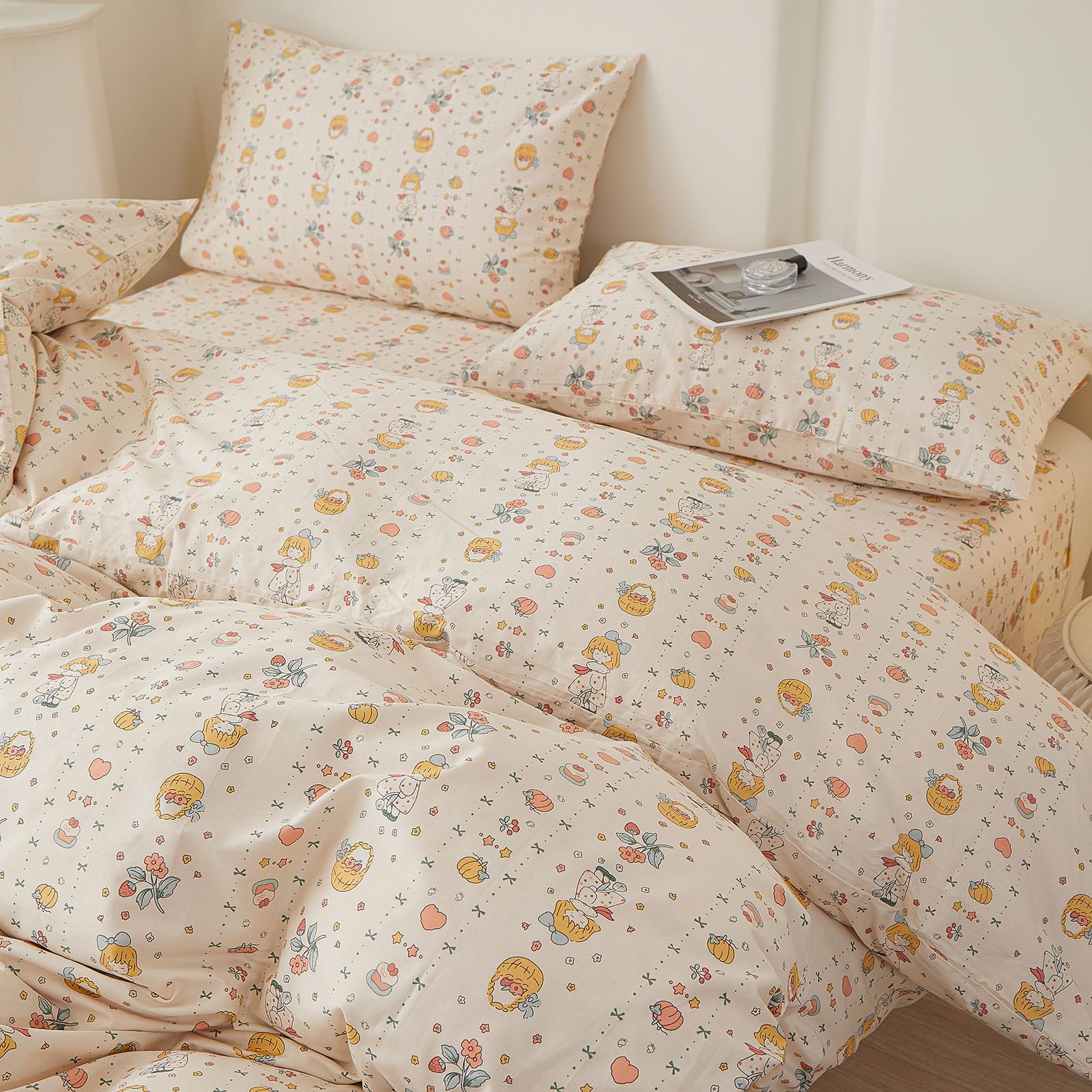 LifeTB Cottagecore Floral Comforter Set Cute Aesthetic Flowers Bedding Set