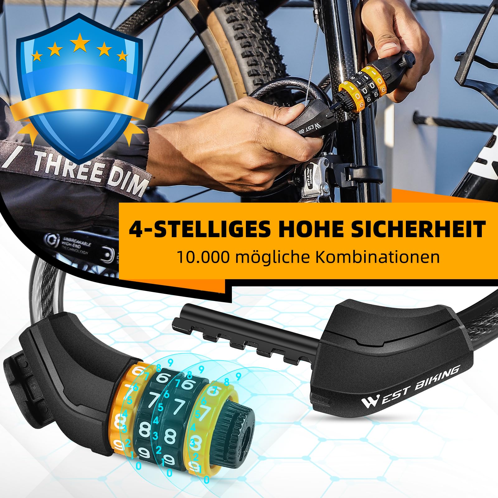 Antivol Poussette Antivol Vélo Câble De Verrouillage Combinaison Vélo