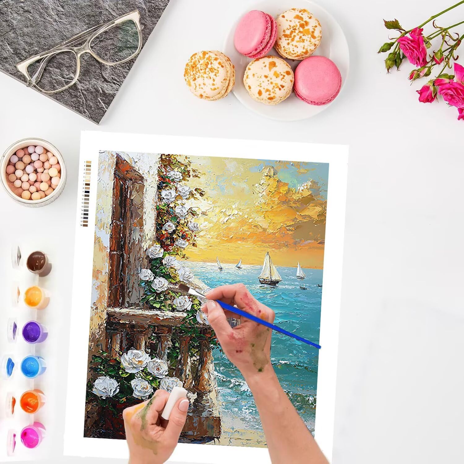 WEISHIWE Vista marina Dipingere con i Numeri per Adulti, 70x90cm a-293 | Pittura a Olio Kit, fai da te Quadri da Dipingere Numerat, Adulti Bambini Hobby Creativi,Pittura Adulti Decora la Casa Regalo