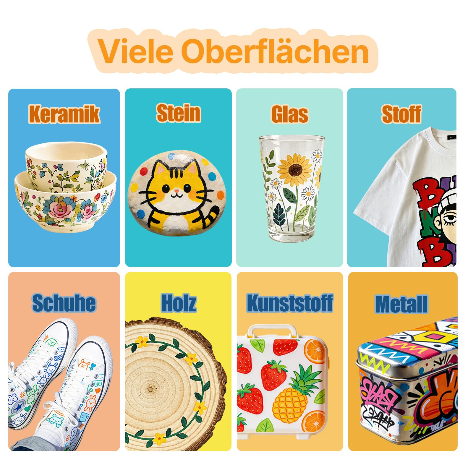 Auslaufsichere acryl stifte, acrylmarker set mit Dual-Spitze, 80 hochdeckende Farben, anti-austrocknend, robuste Spitzen, mit Etui für Holz, Glas, Stein, Leinwand