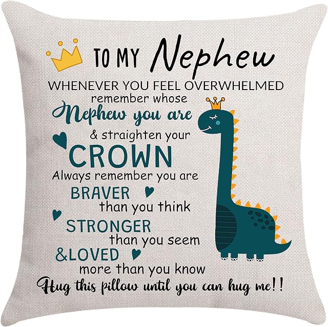 Nephew Cushion Cover Throw Pillow Cover from Aunt Uncle, Nephew Birthday Gifts Thanksgiving Gifts (Nephew-D)