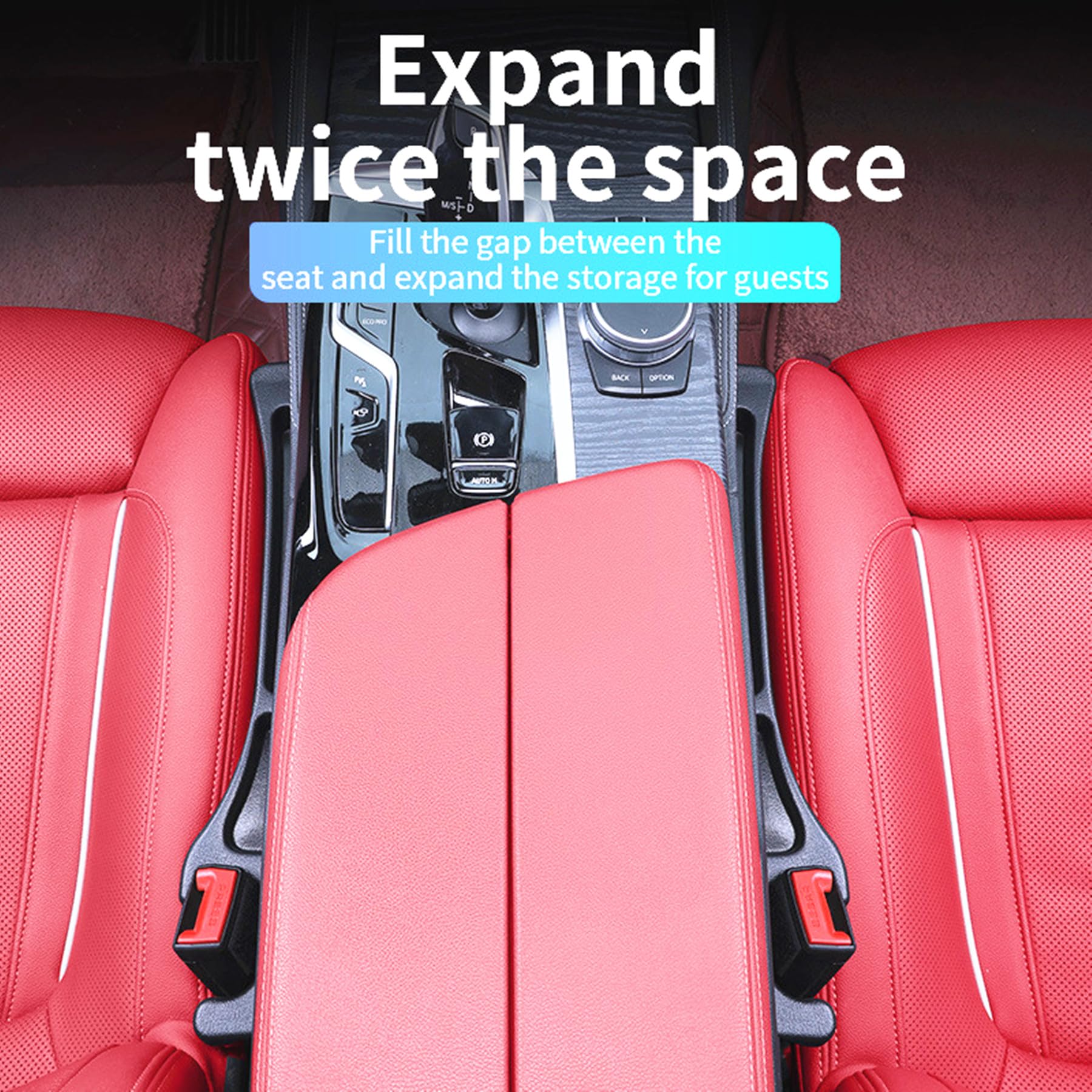 Wuzno No-Drop Seat Guard 2 Pack Car Seat Gap Filler Stopper Catcher Between Seat and Console Black Car — view 4