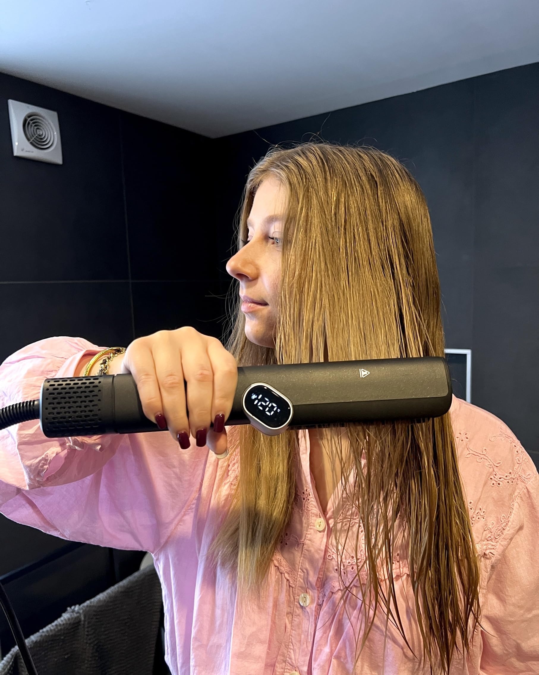 SENYA Piastra per capelli Fusion – senza piastre riscaldanti – liscia e asciutta allo stesso tempo – Asciugacapelli Wet & Dry – senza danni termici – Display LED per temperatura